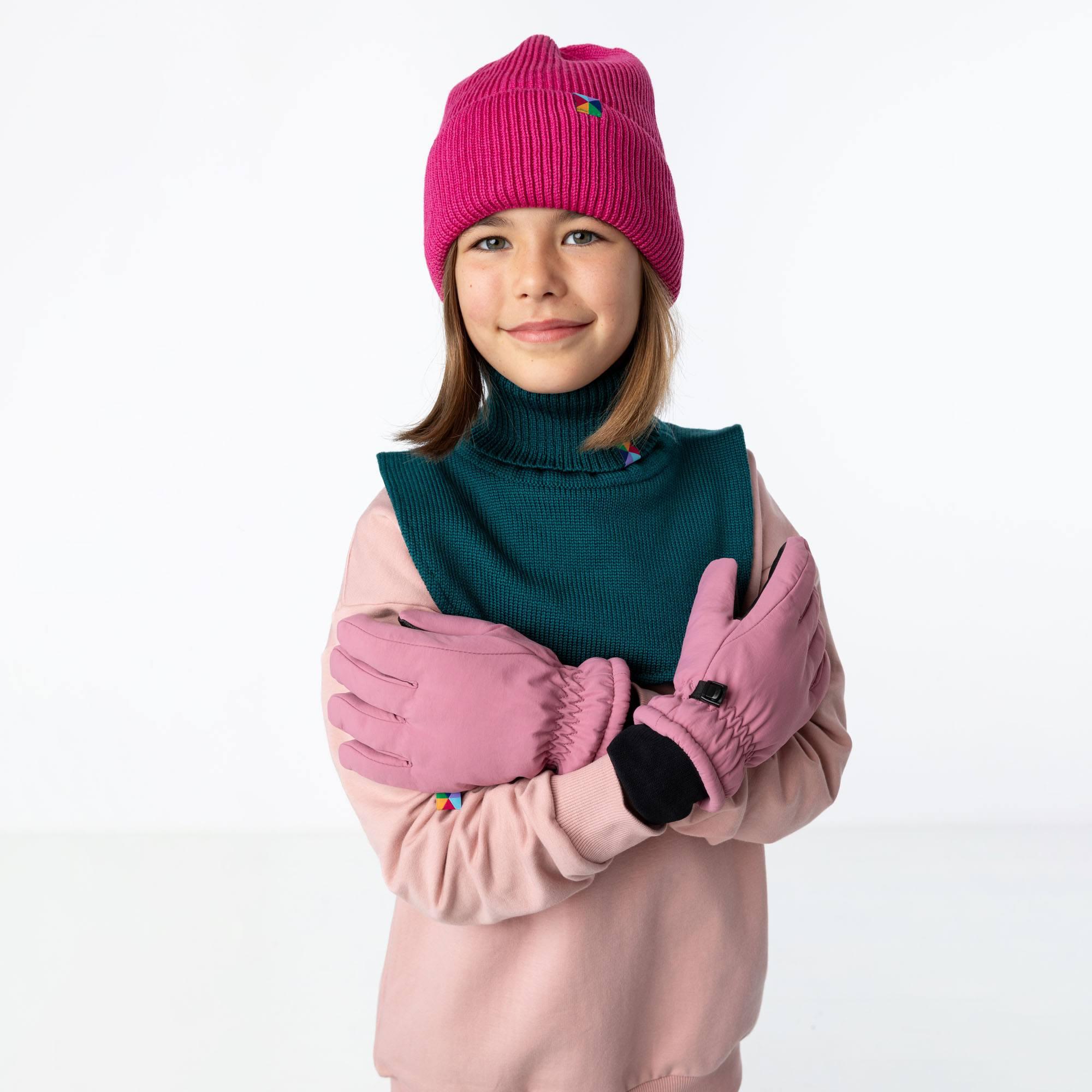 Pink merino wool hat kids