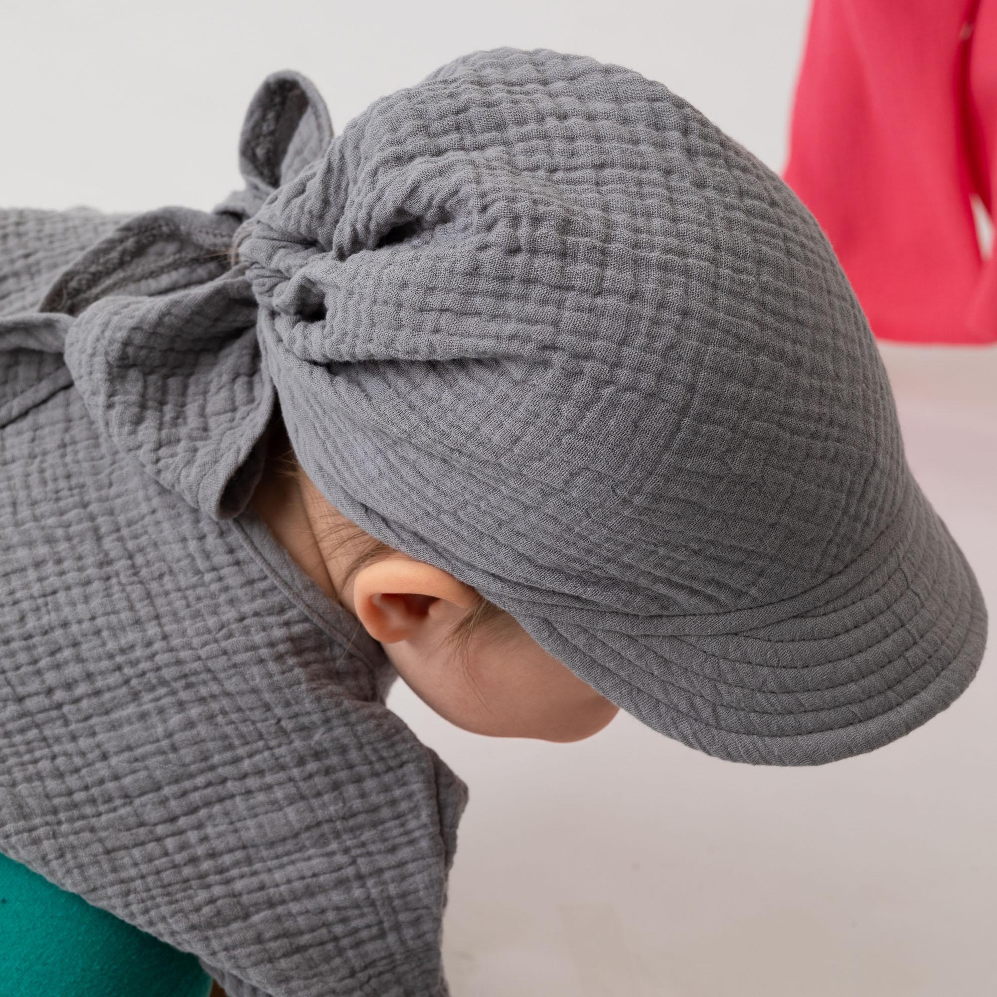 Grey muslin bandana hat