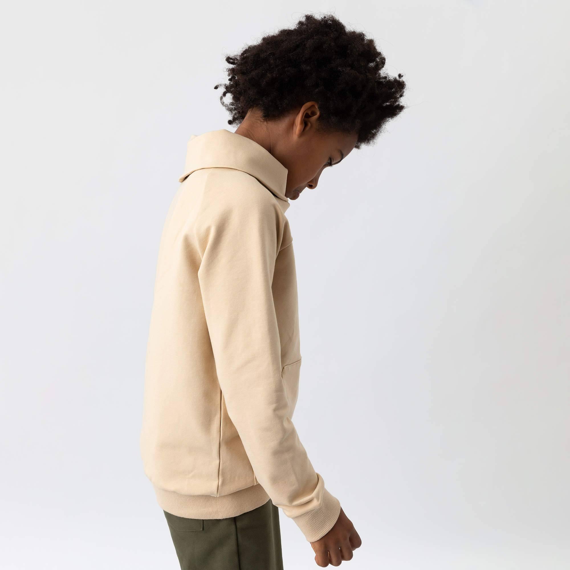 Beige funnel neck pullover sweatshirt