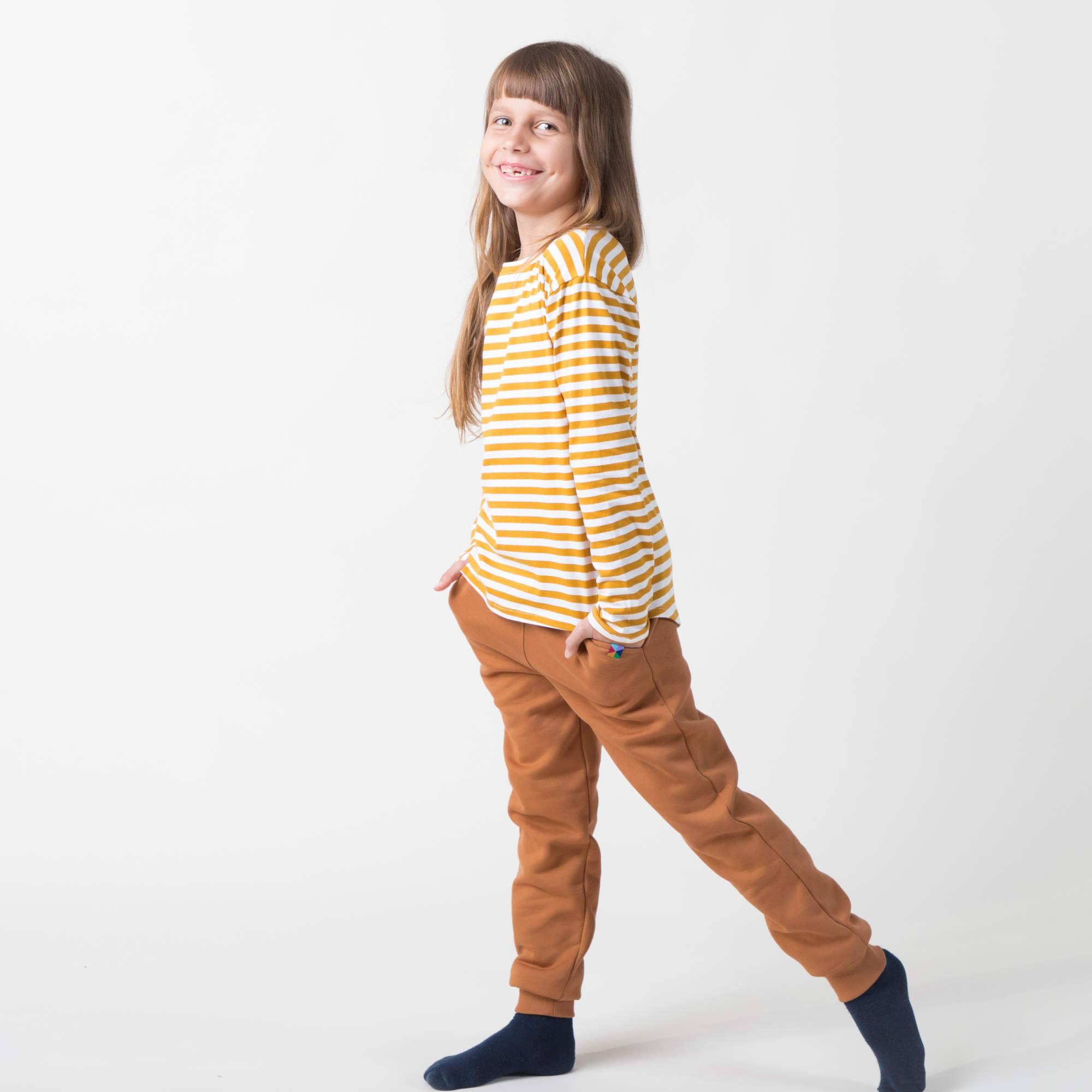 Mustard stripes high-low hem shirt