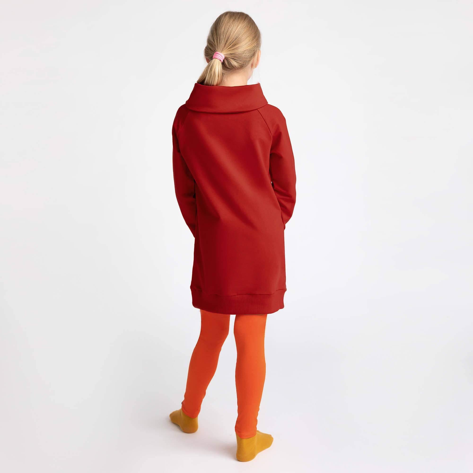 Red long funnel neck pullover sweatshirt