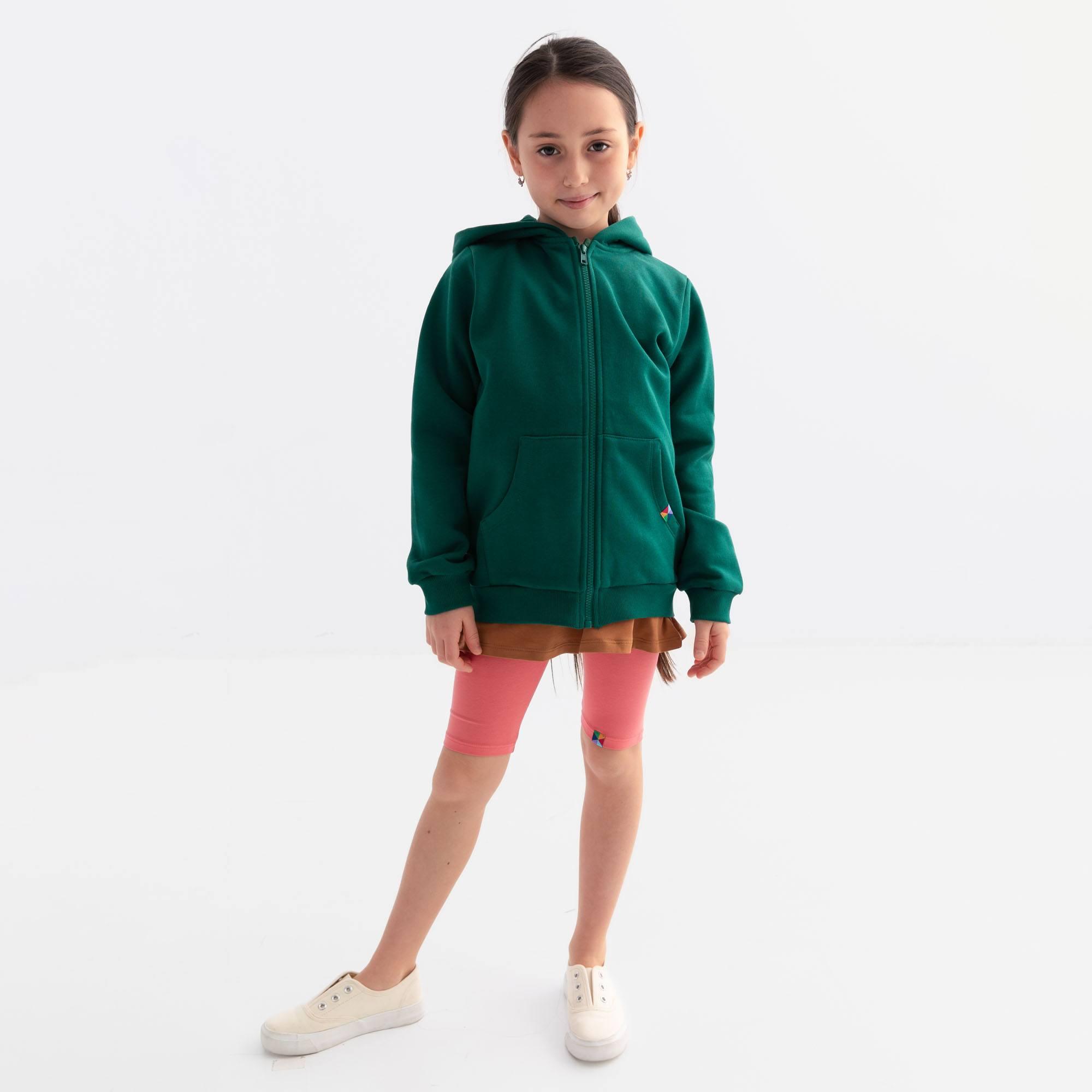 Bottle-green zip-up fleece jacket