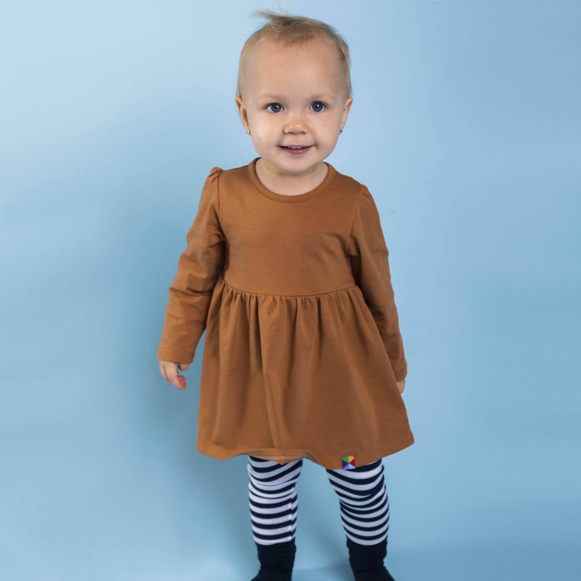 Caramel long sleeve bodysuit dress