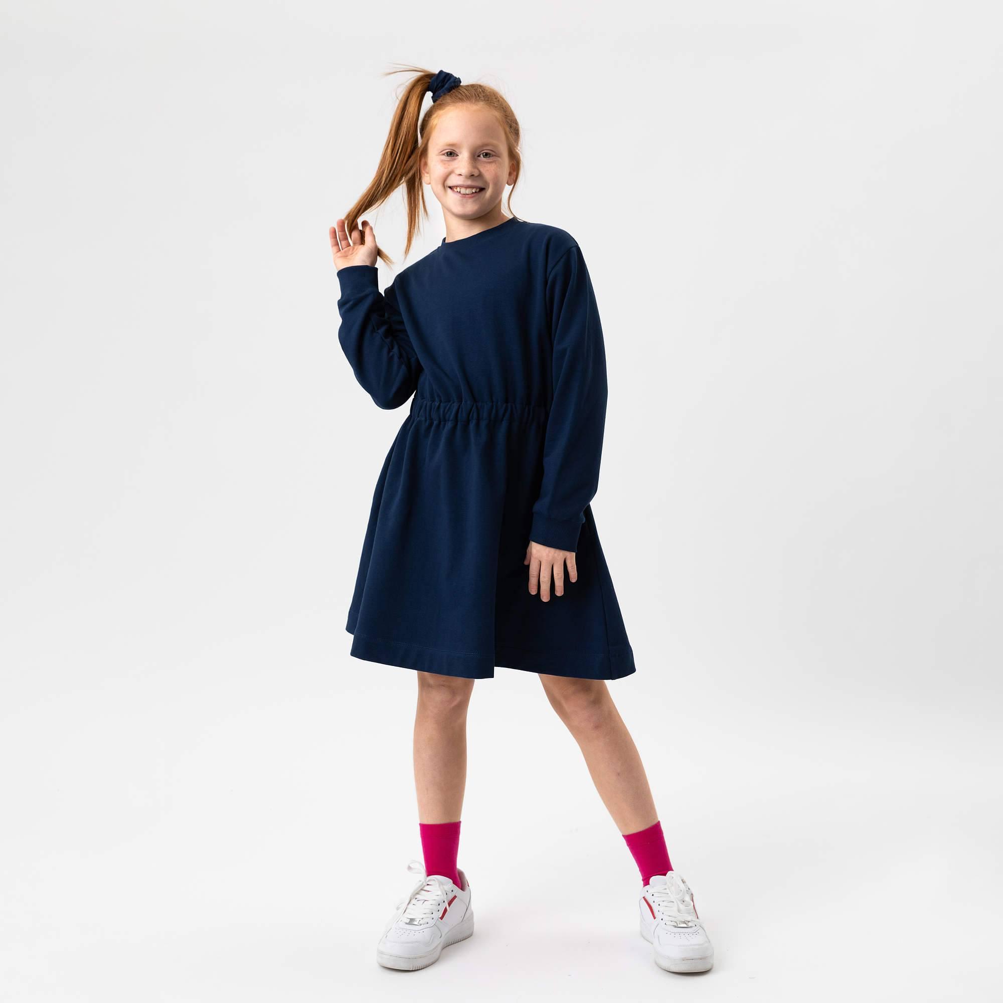 Navy blue fleece longsleeve dress