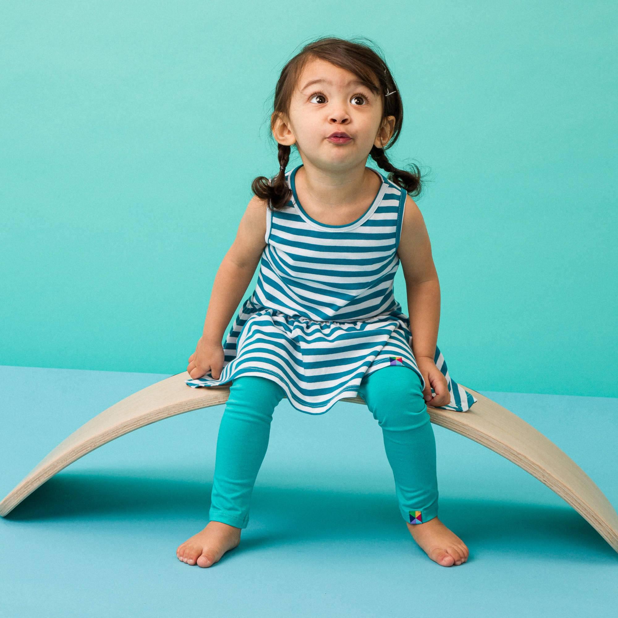 Turquoise stripes sleeveless dress