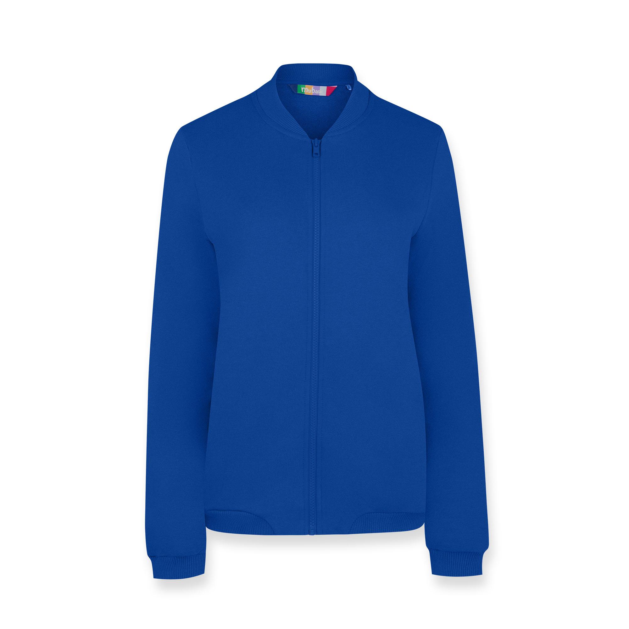 Blue zip-up crewneck sweatshirt Women