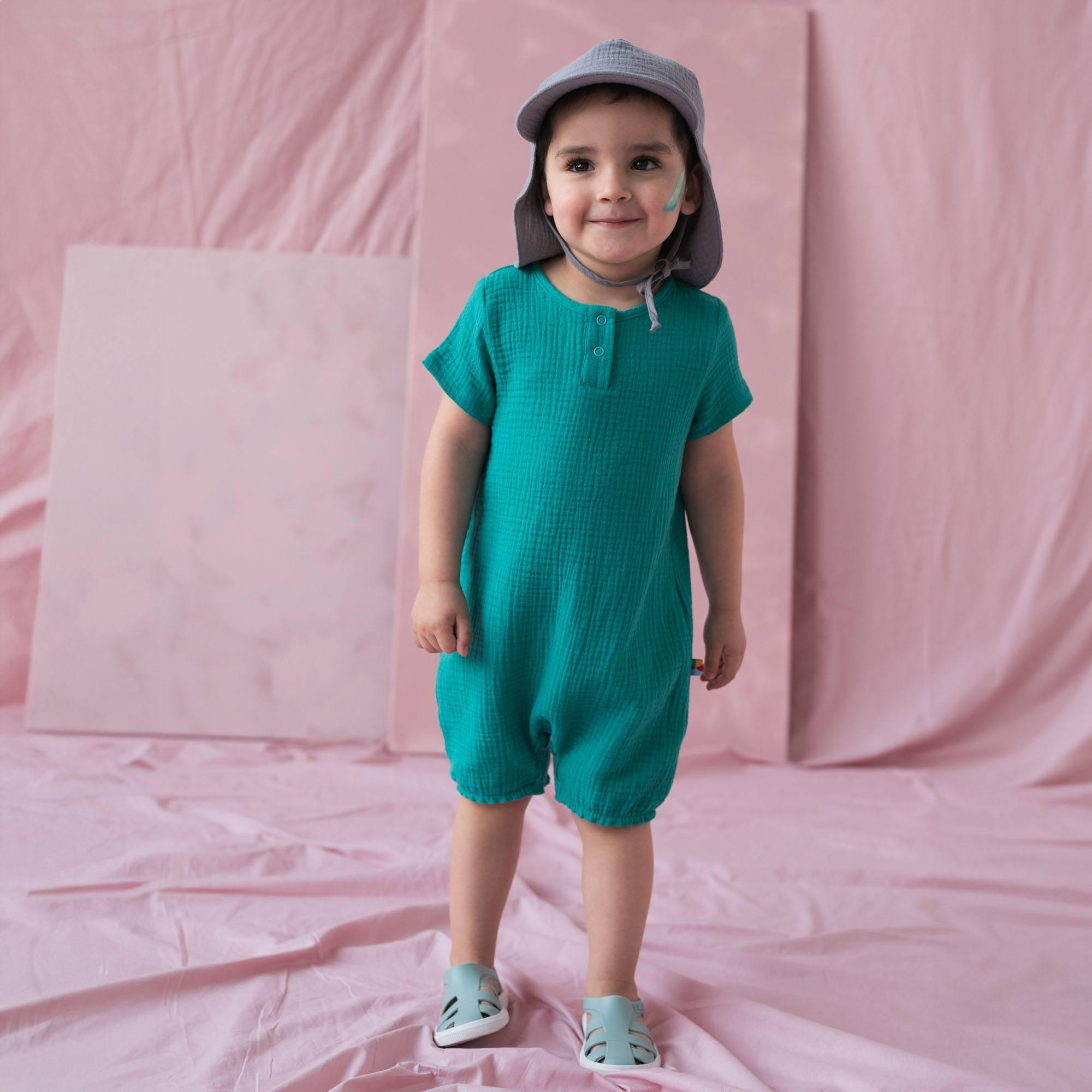 Turquoise muslin romper Baby