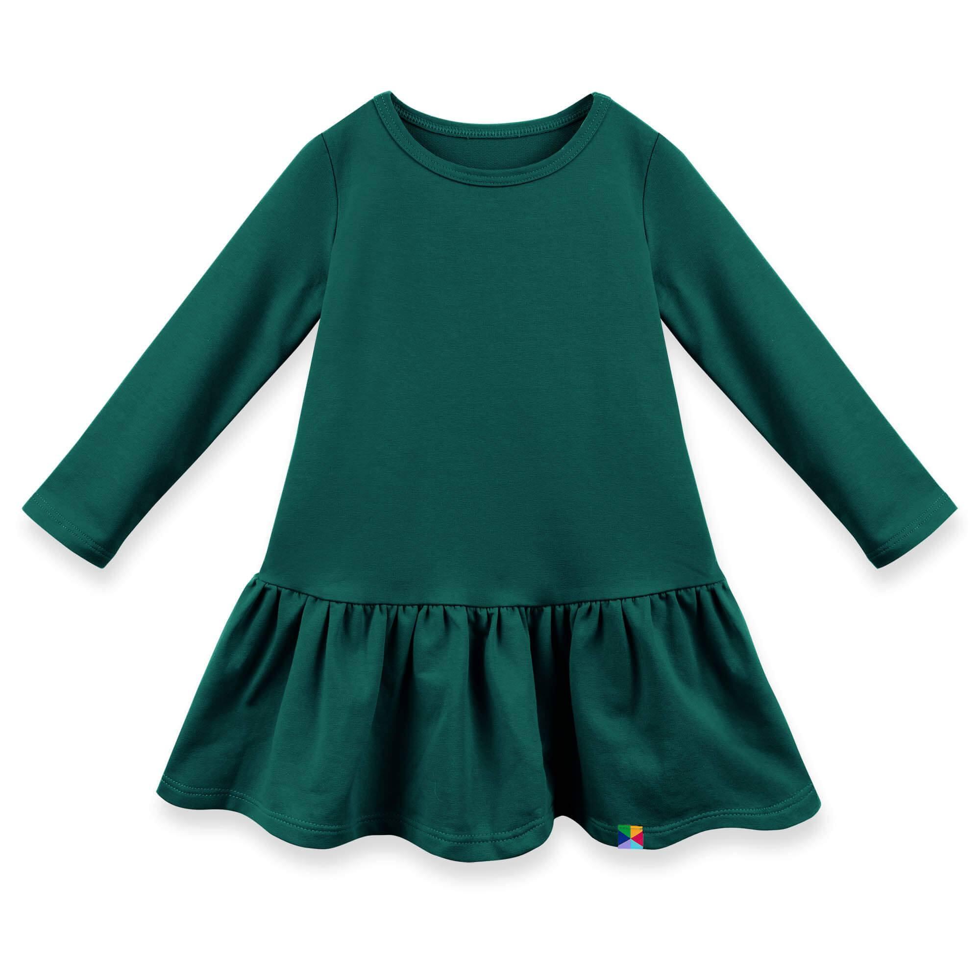 Bottle-green flared sweatshirt dress