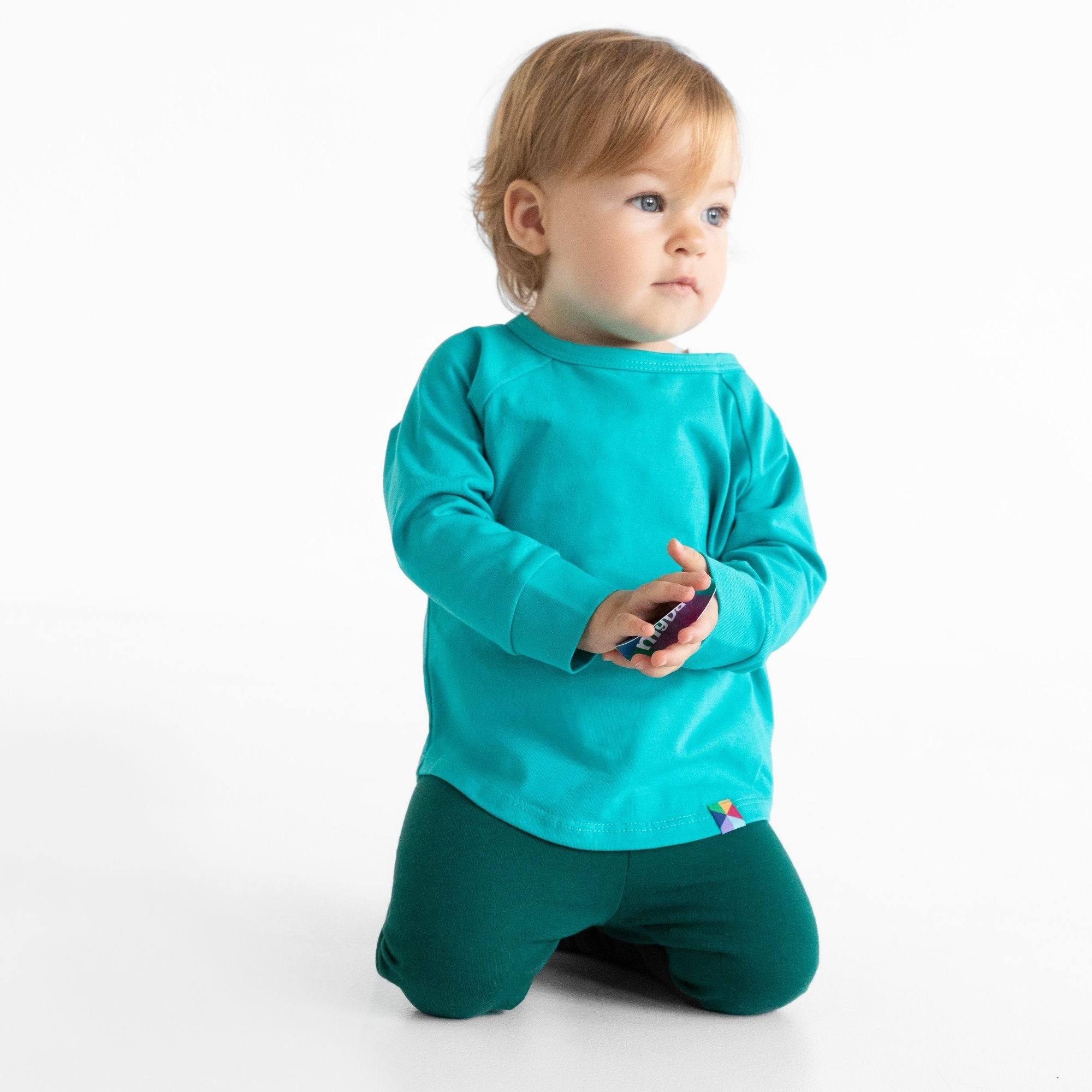 Bottle-green fleece-lined leggings Baby