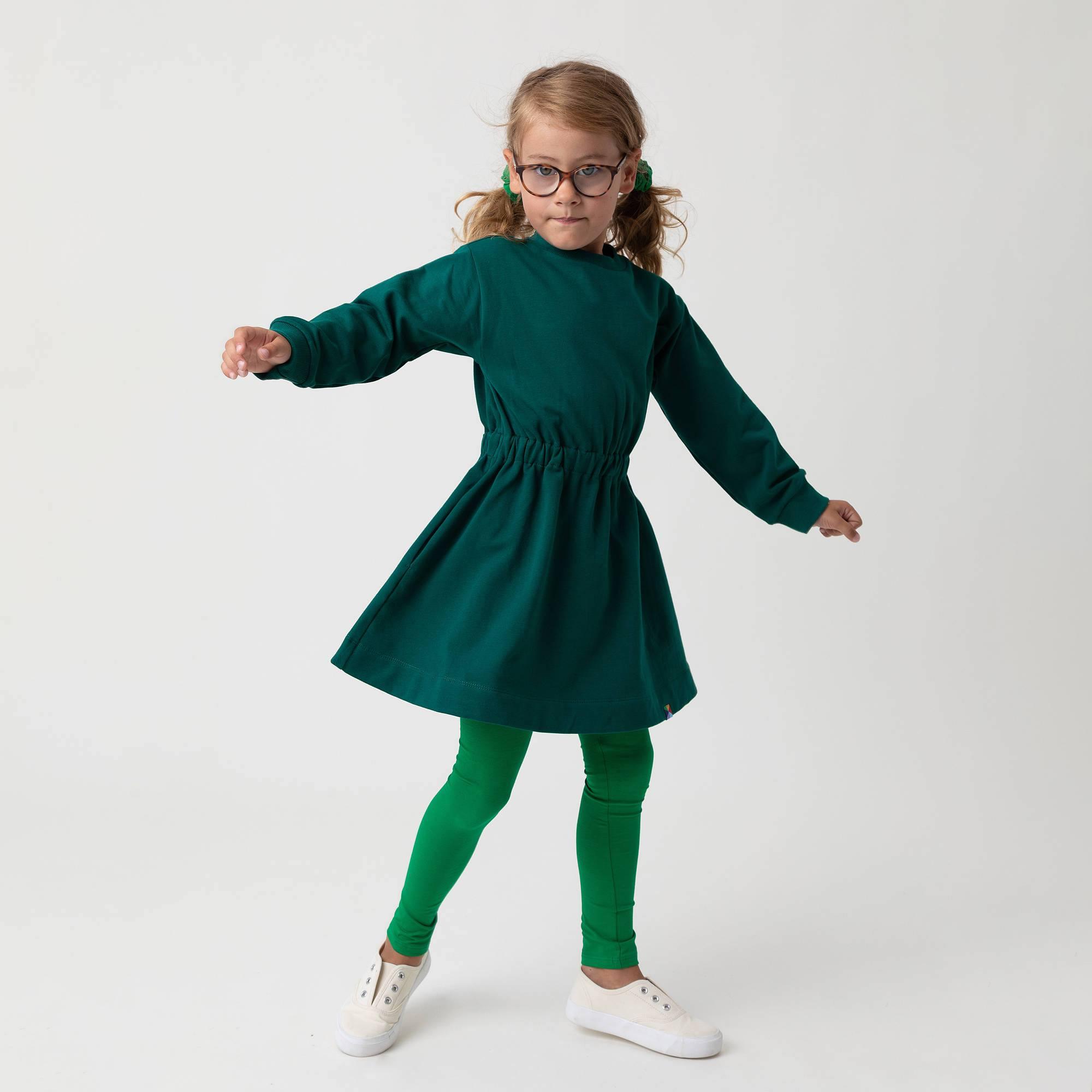 Bottle-green fleece longsleeve dress