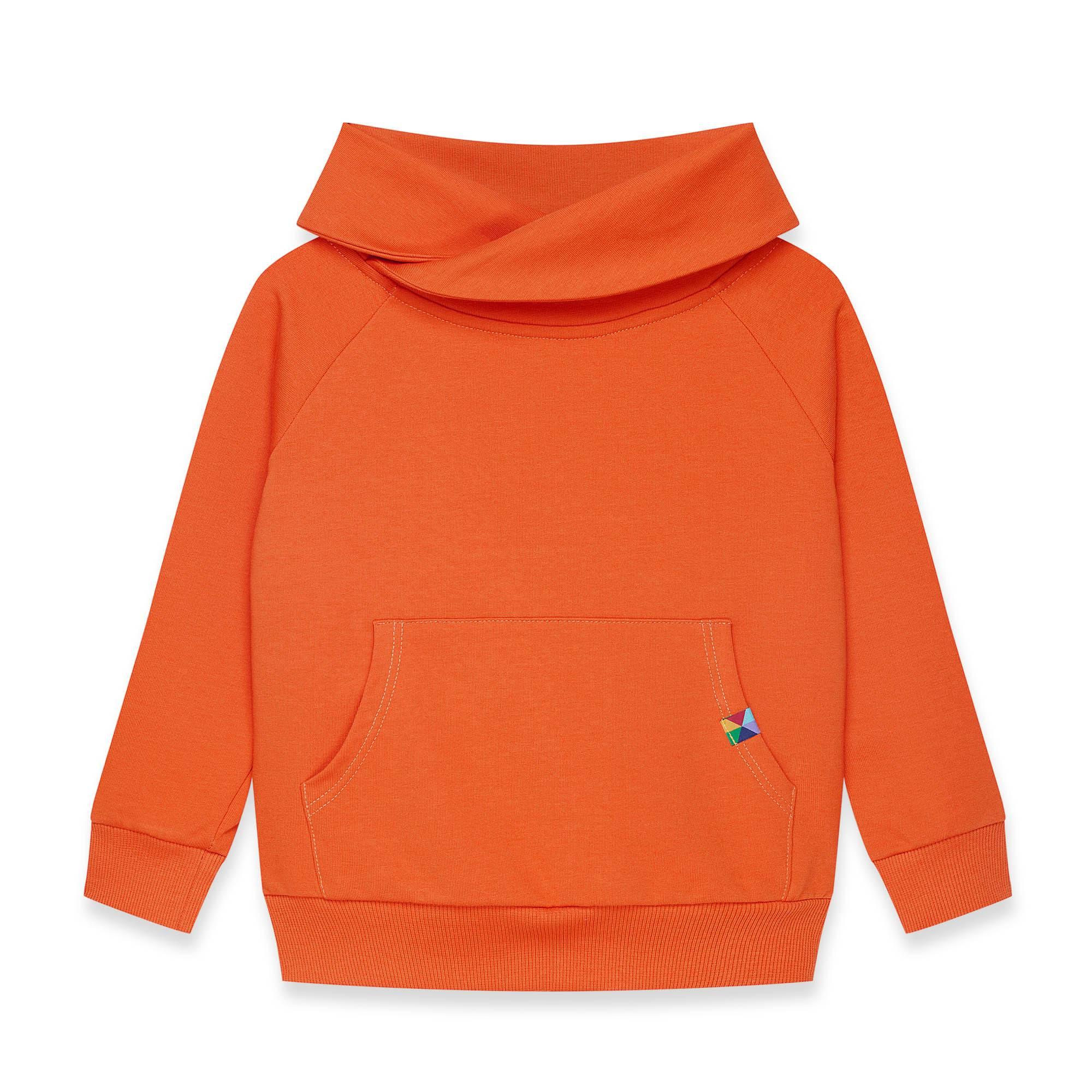 Orange funnel neck pullover sweatshirt