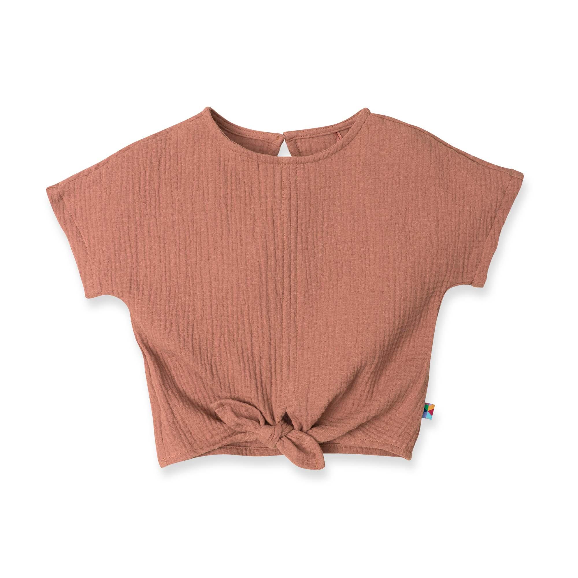 Caramel muslin tied blouse