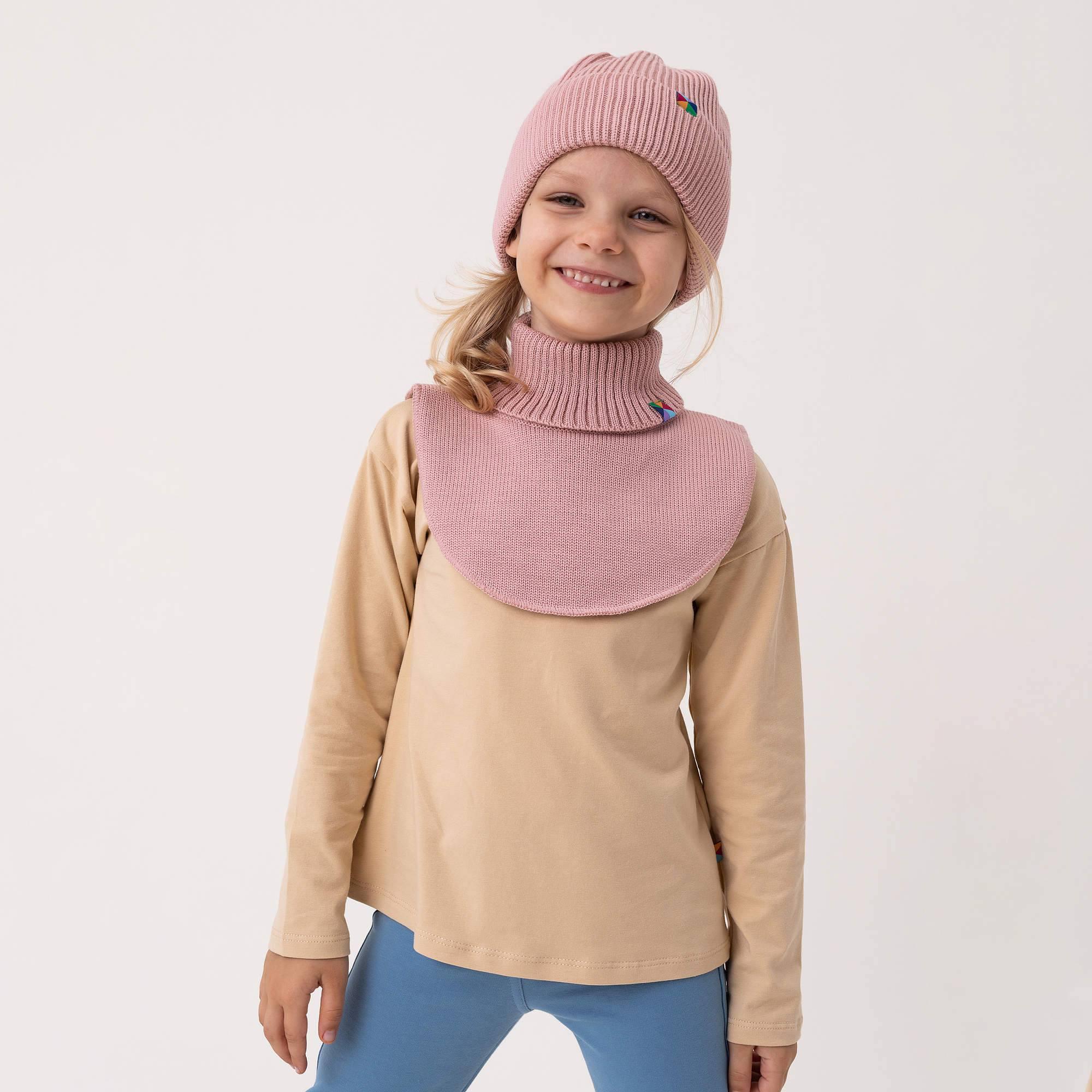 Pastel pink merino wool neck warmer kids