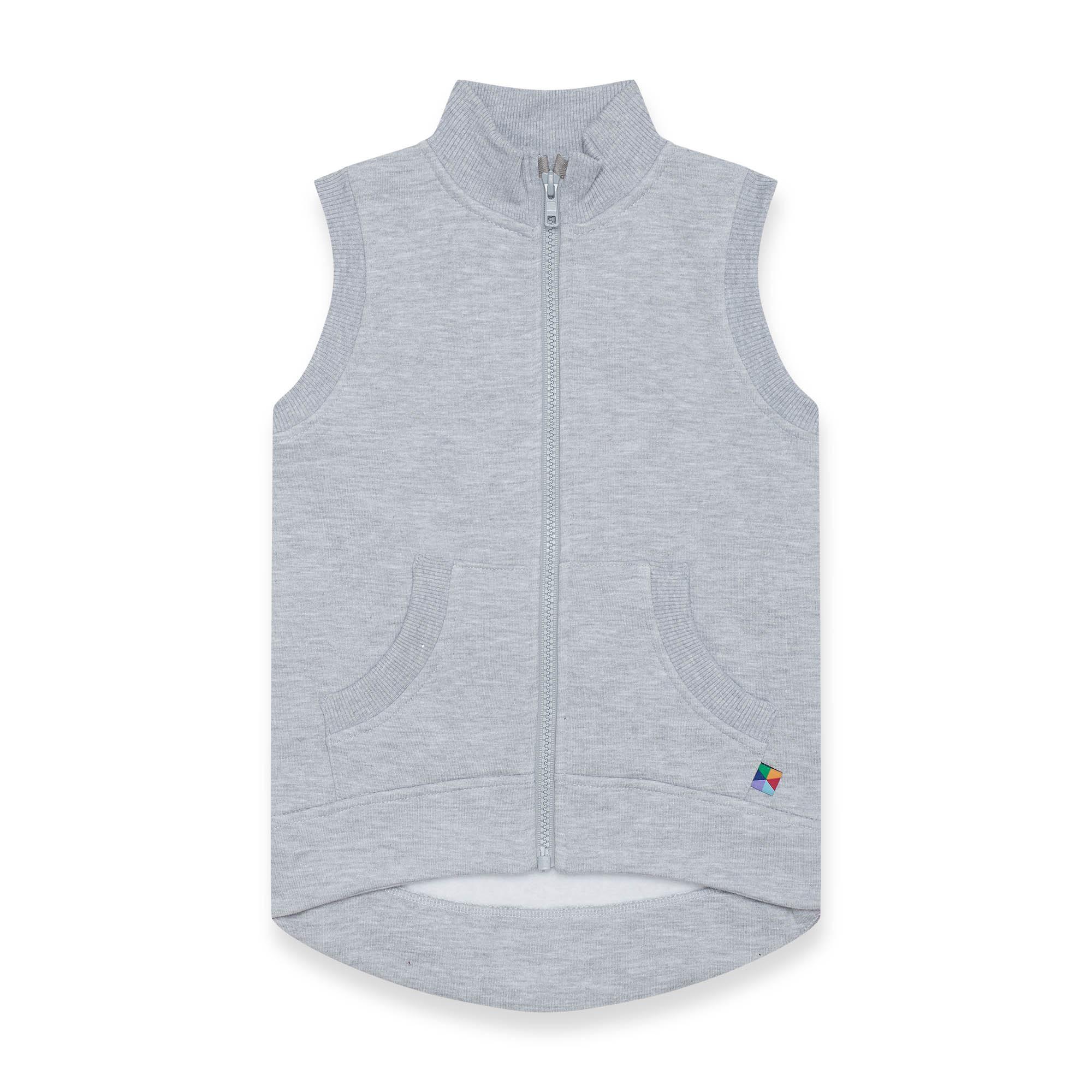 Grey melange zip-up vest