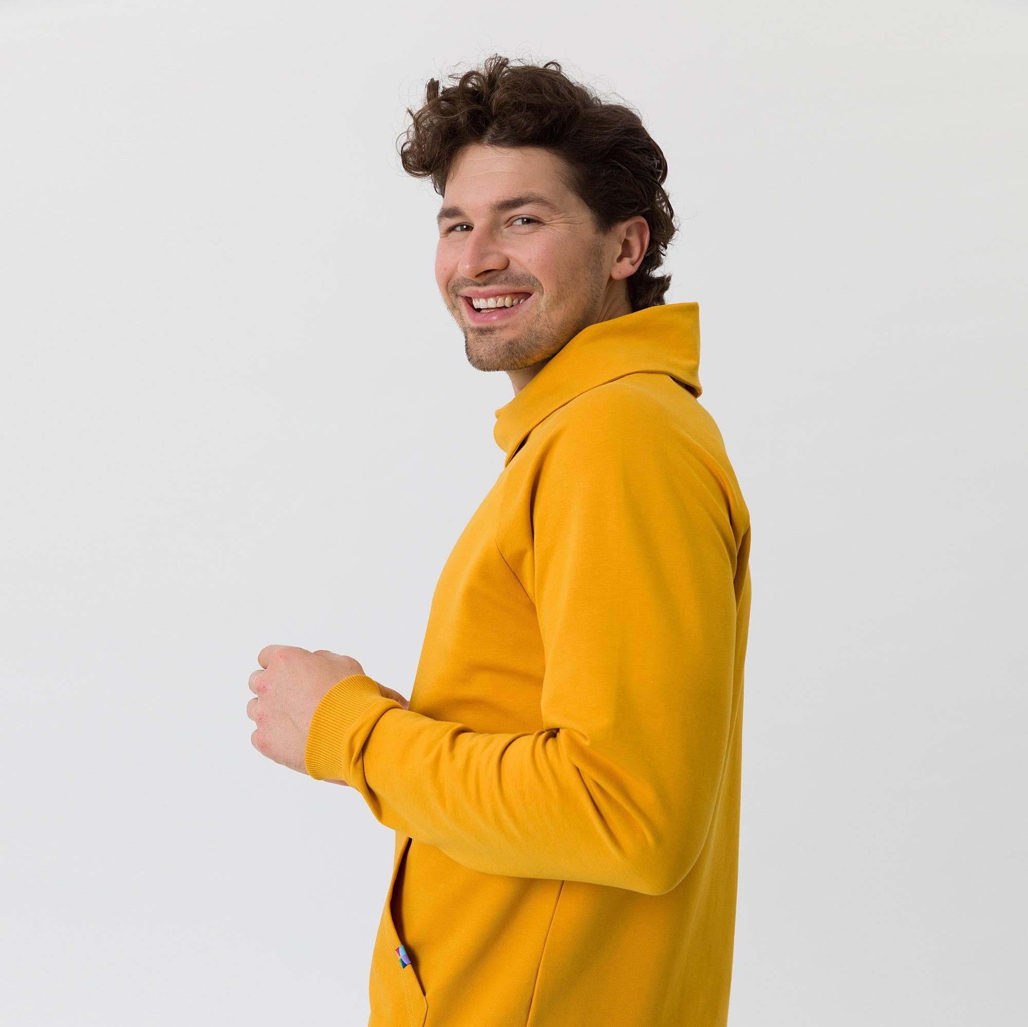 Mustard funnel neck pullover sweatshirt Men