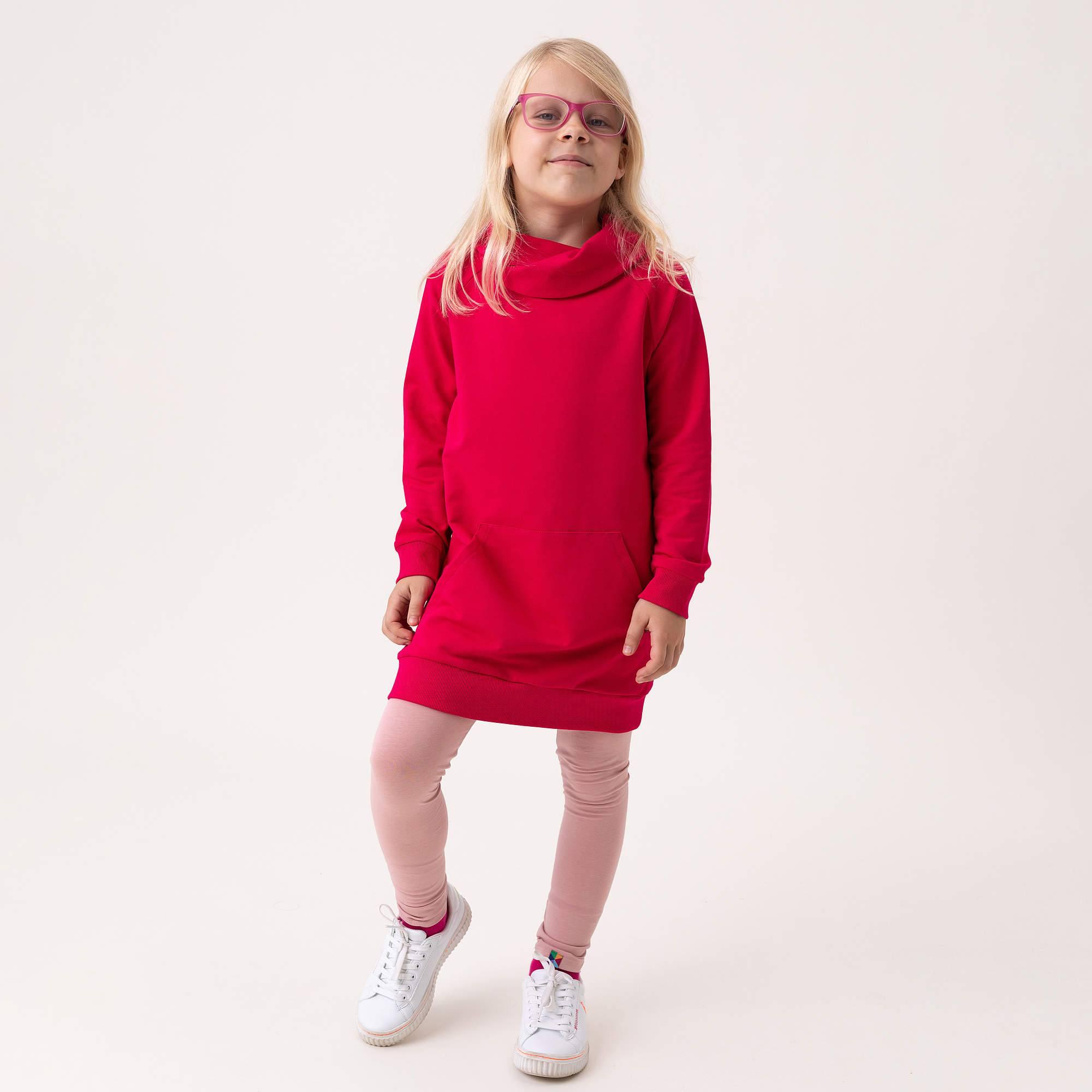 Pink long funnel neck pullover sweatshirt