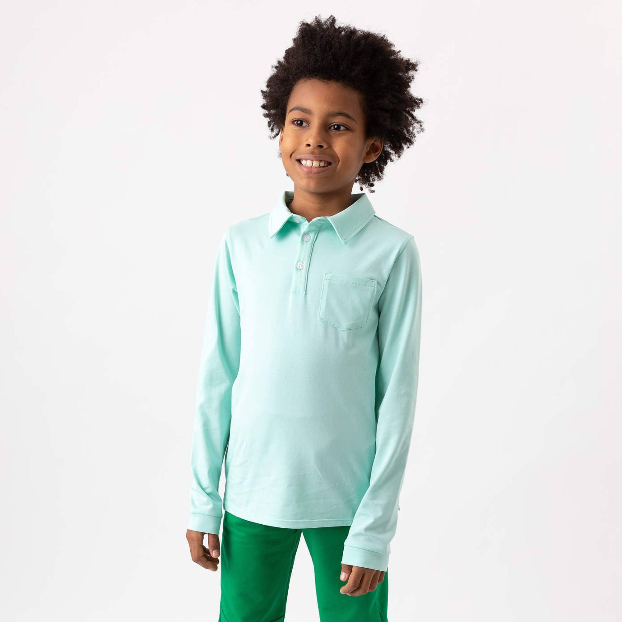 Mint long sleeve polo shirt