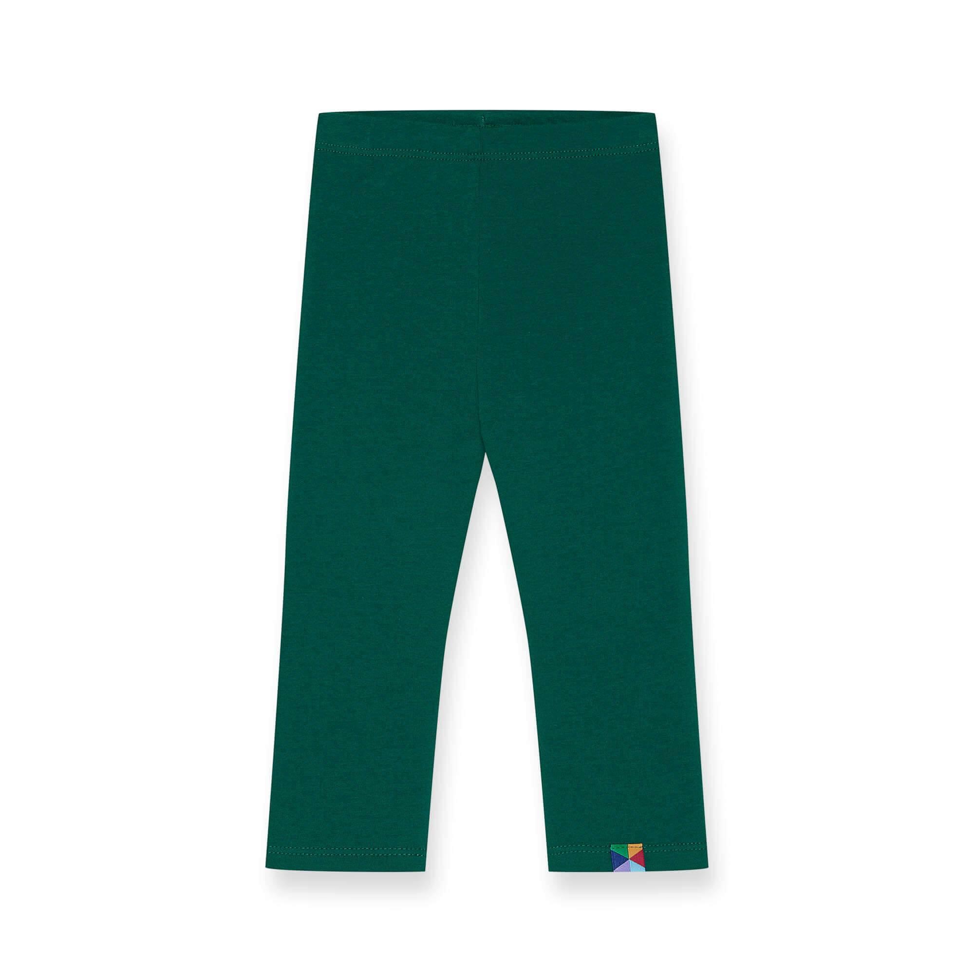 Bottle-green fleece-lined leggings Baby