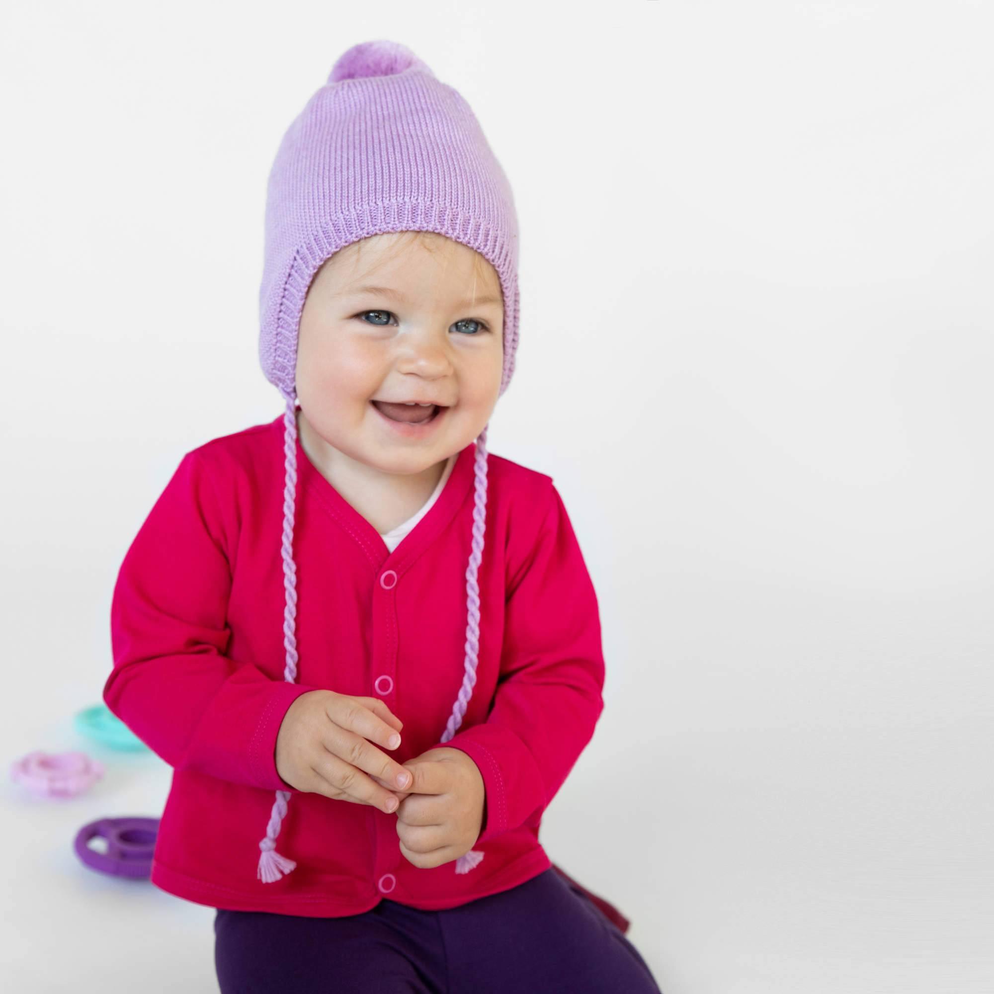 Light purple merino wool hat Baby