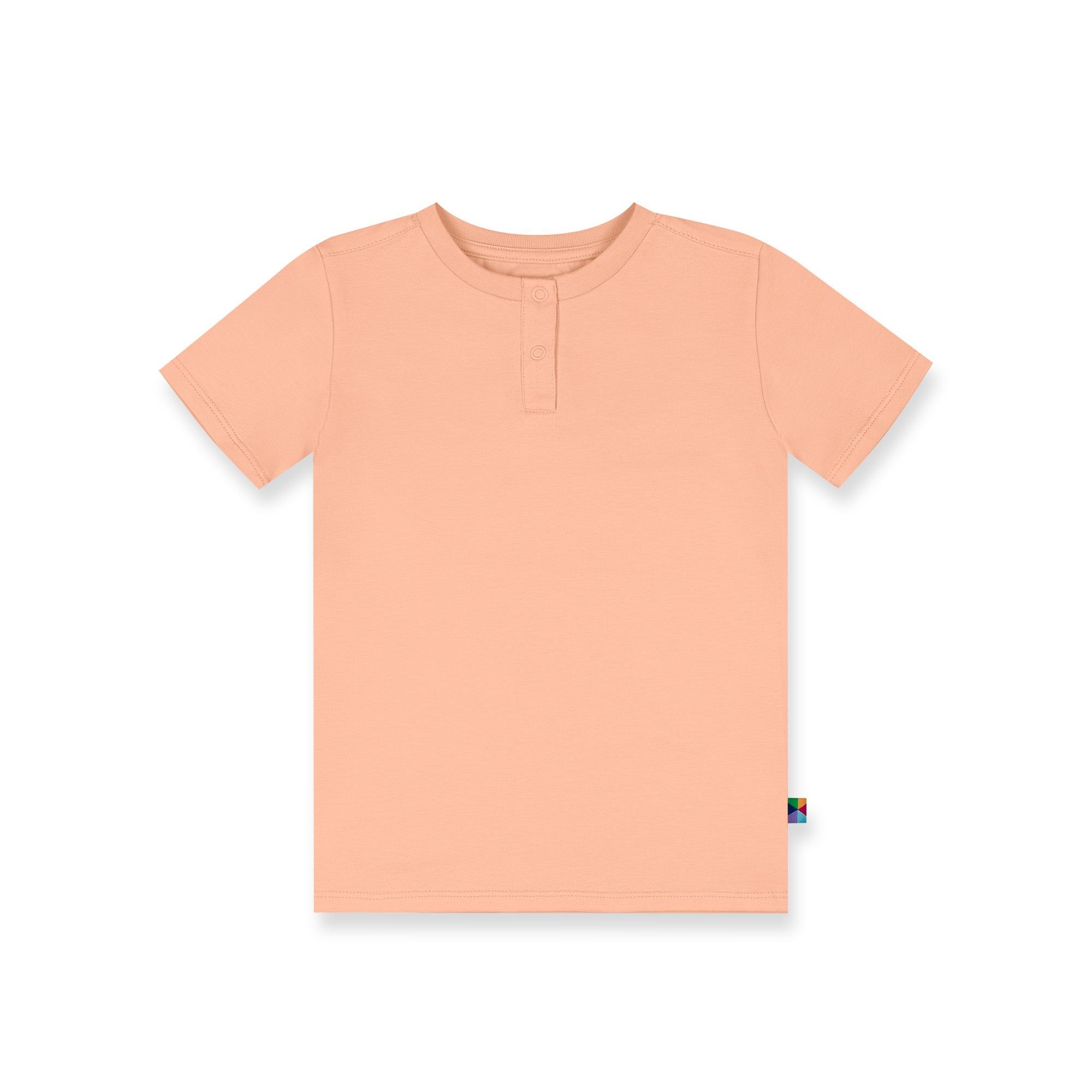 Apricot round neck button-up shirt