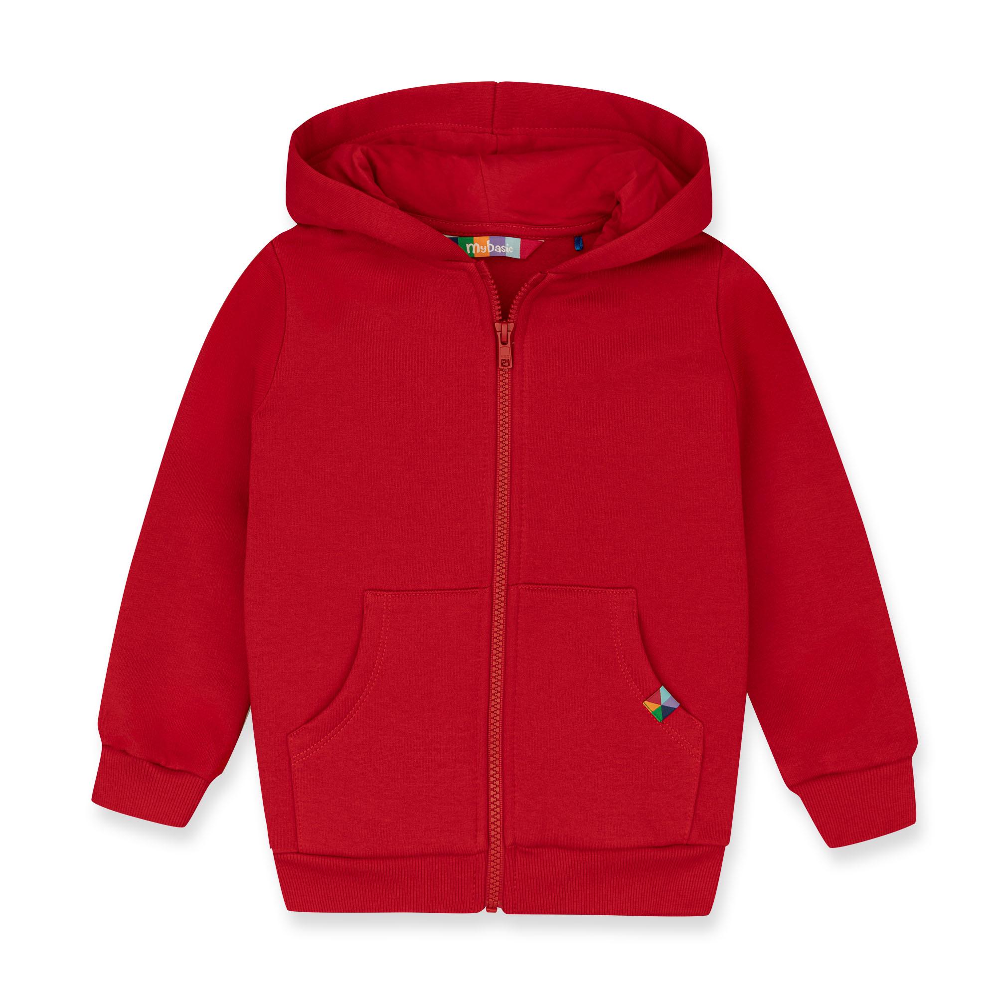 Red zip-up fleece jacket