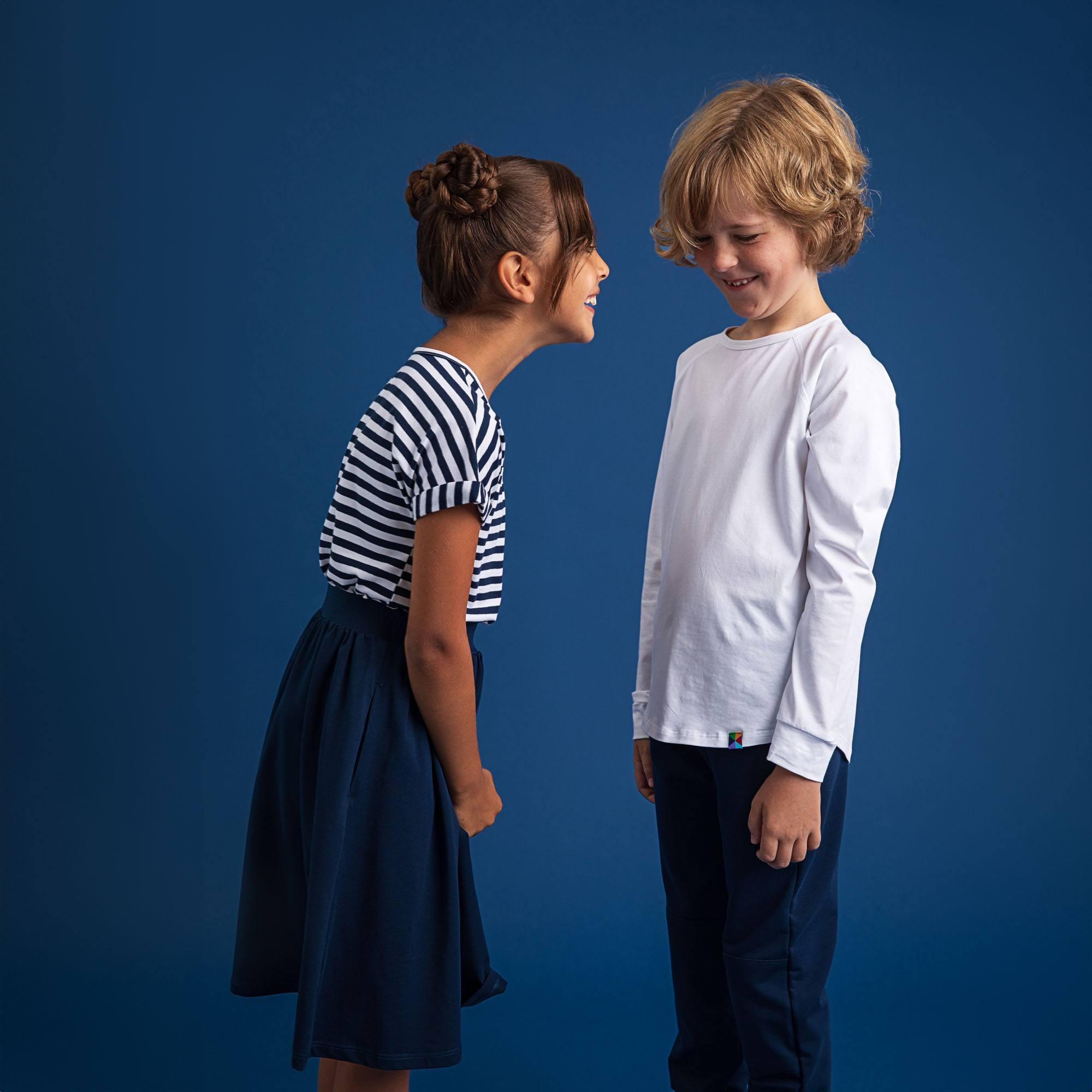 Navy blue stripes crew neck shirt