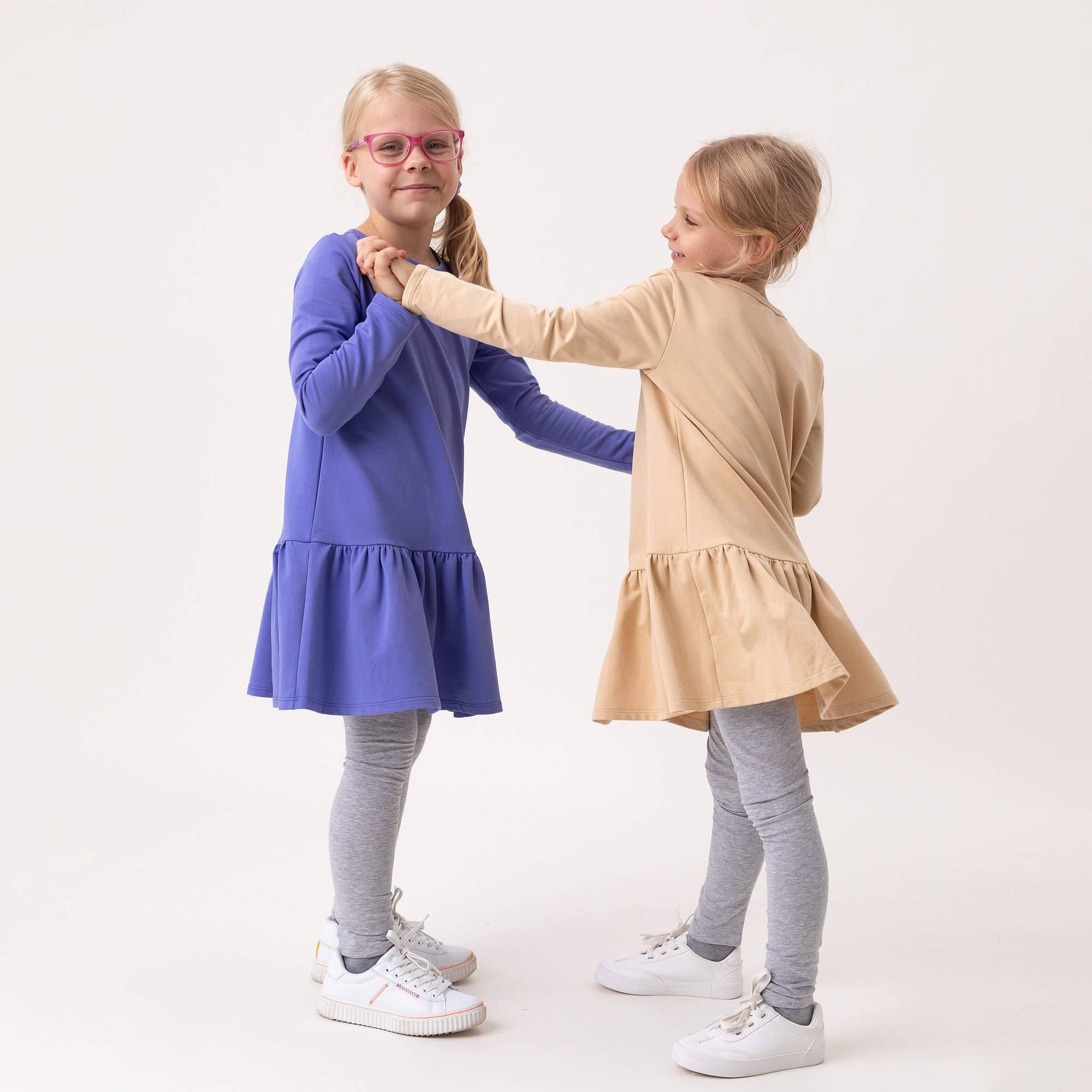 Beige flared sweatshirt dress