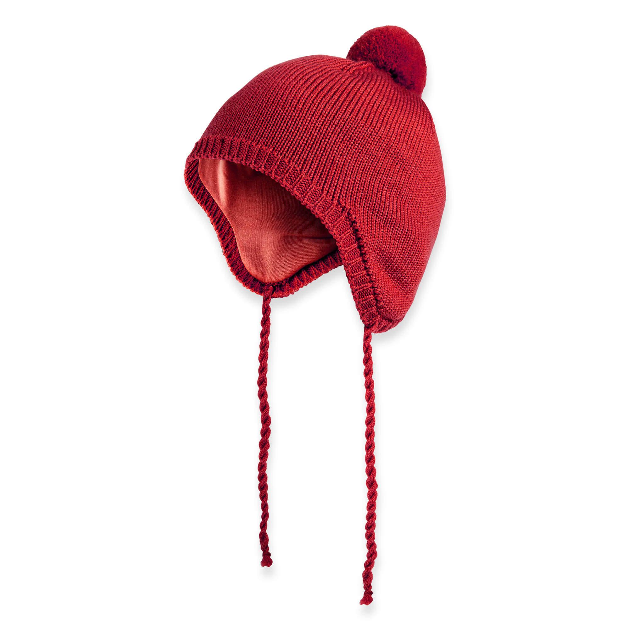 Red merino wool hat Baby