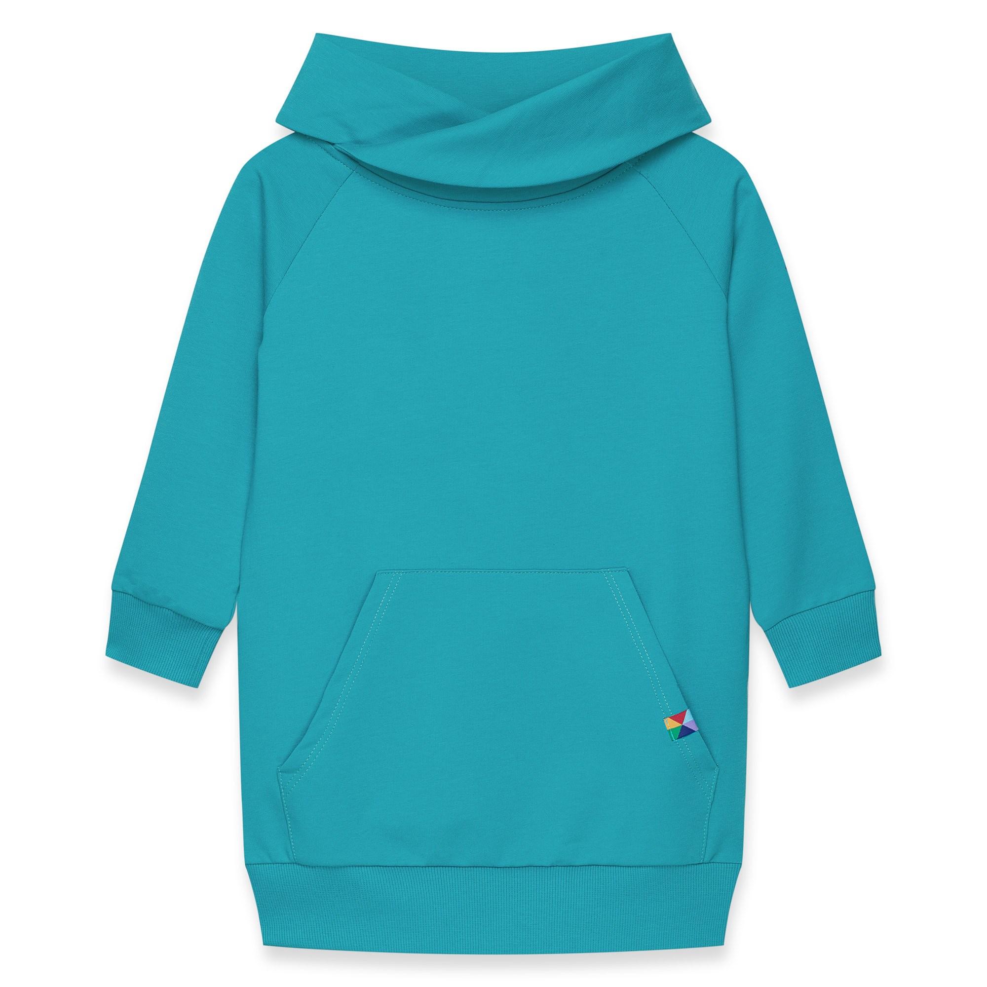 Turquoise long funnel neck pullover sweatshirt