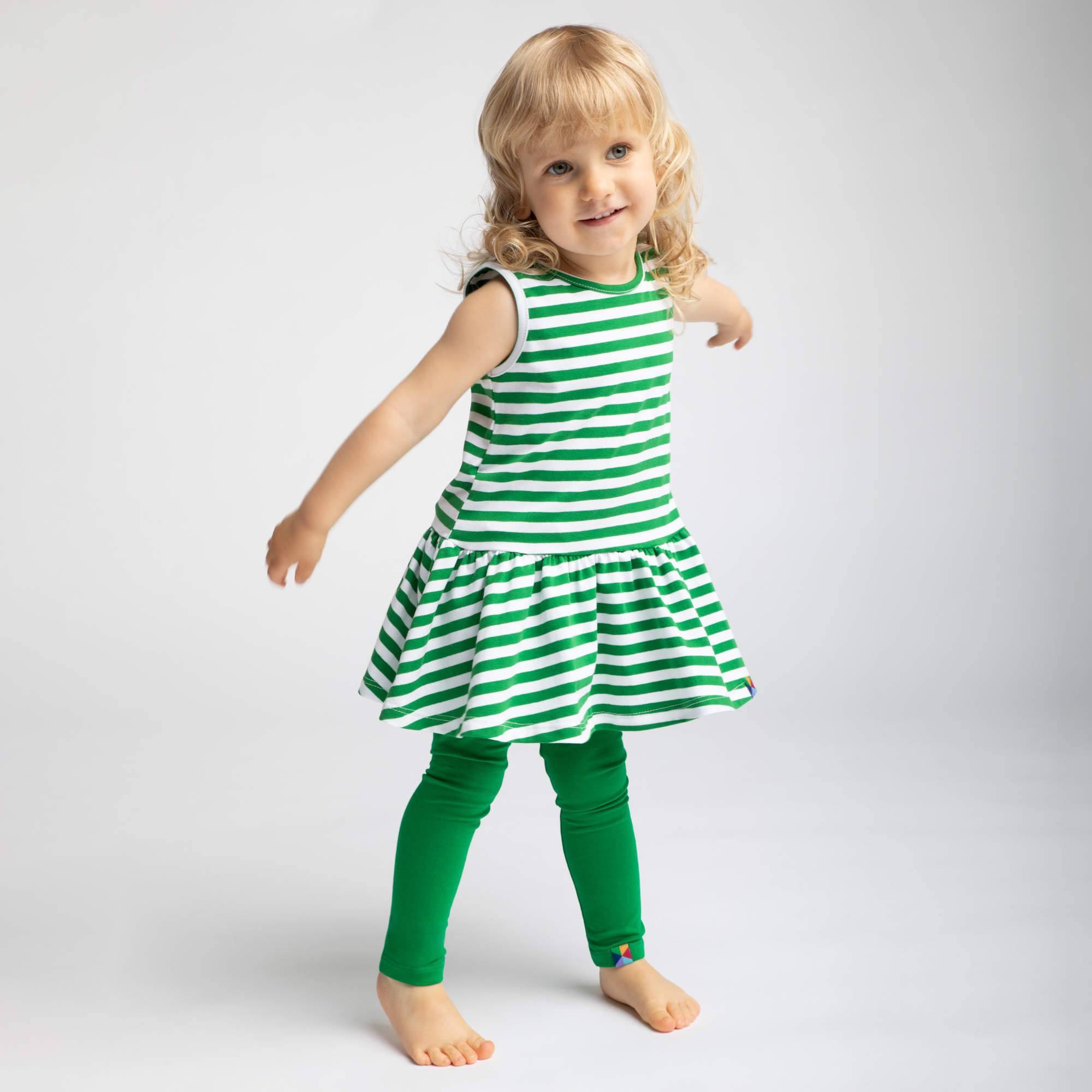 Green stripes sleeveless dress