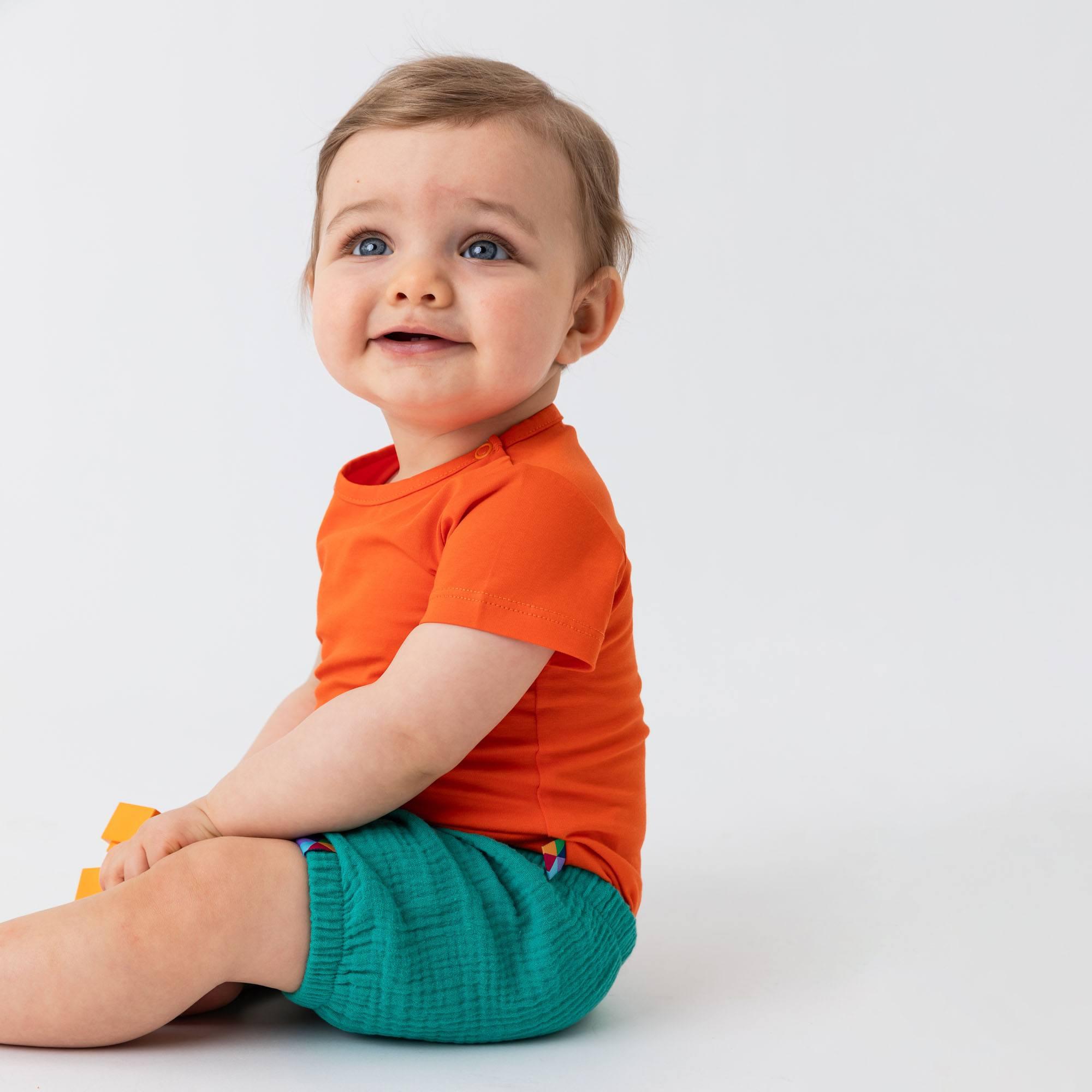 Orange short sleeve bodysuit