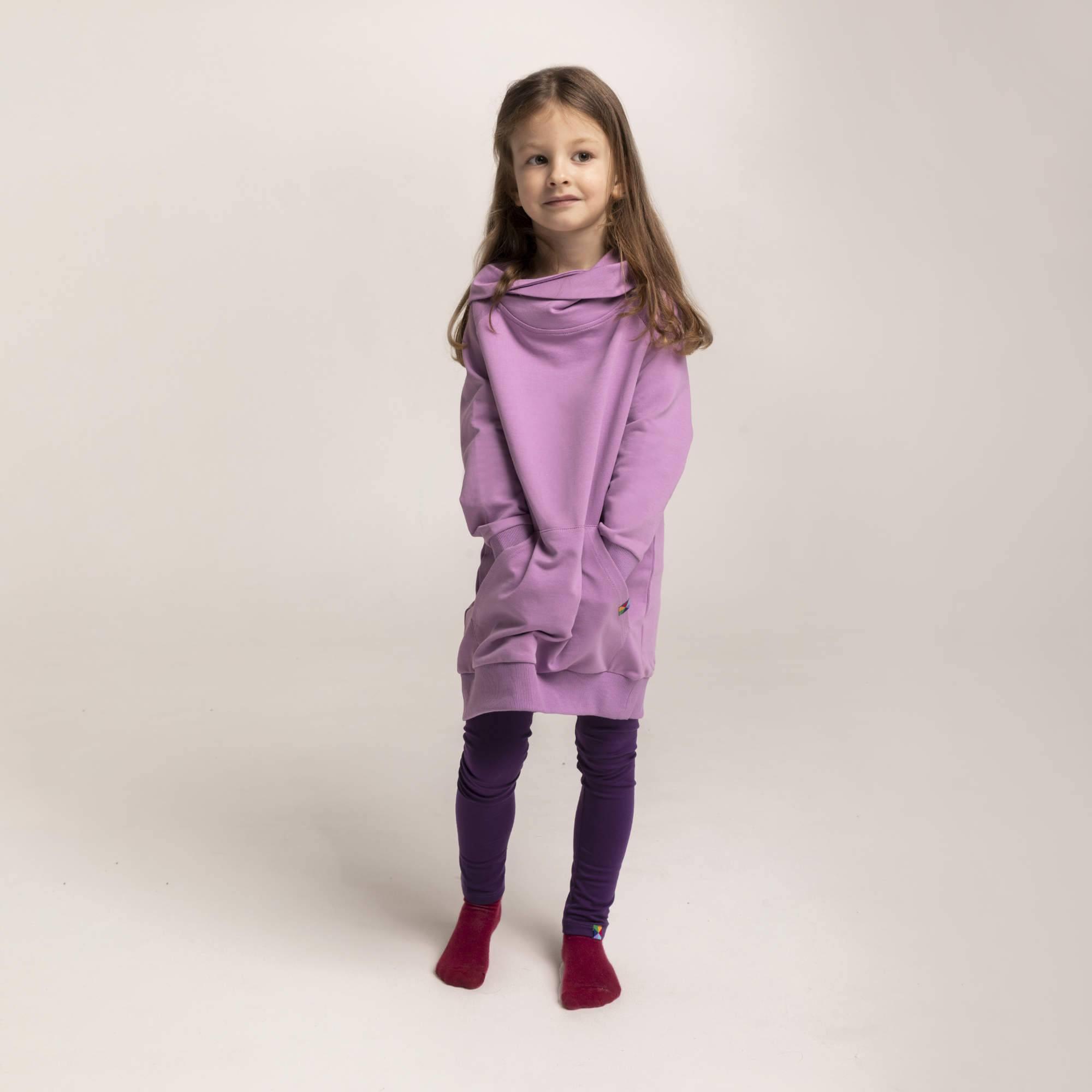 Light purple long funnel neck pullover sweatshirt