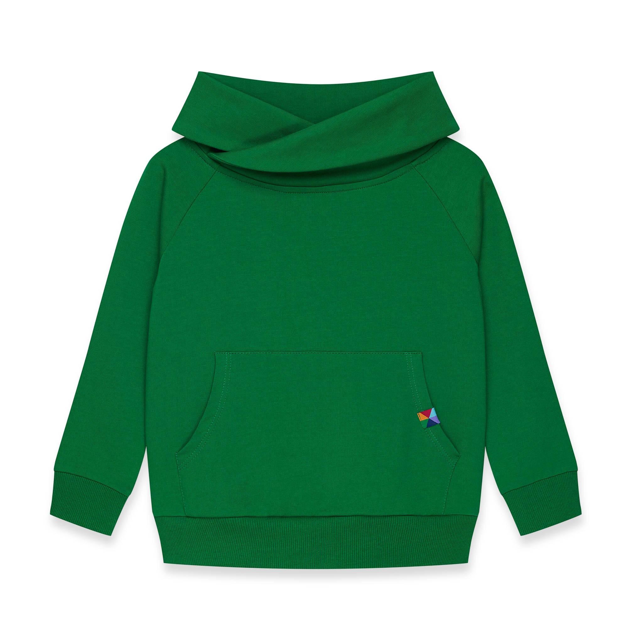 Green funnel neck pullover sweatshirt