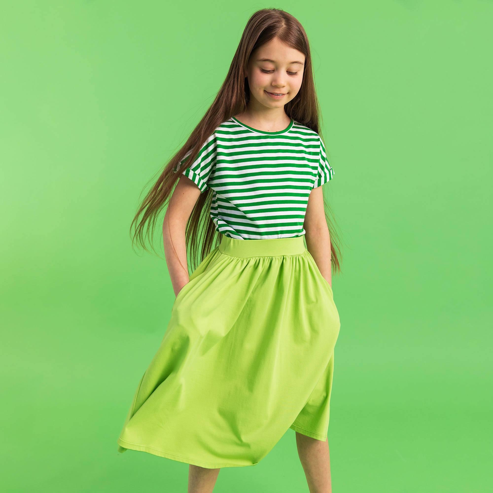 Lime green midi skirt with pockets