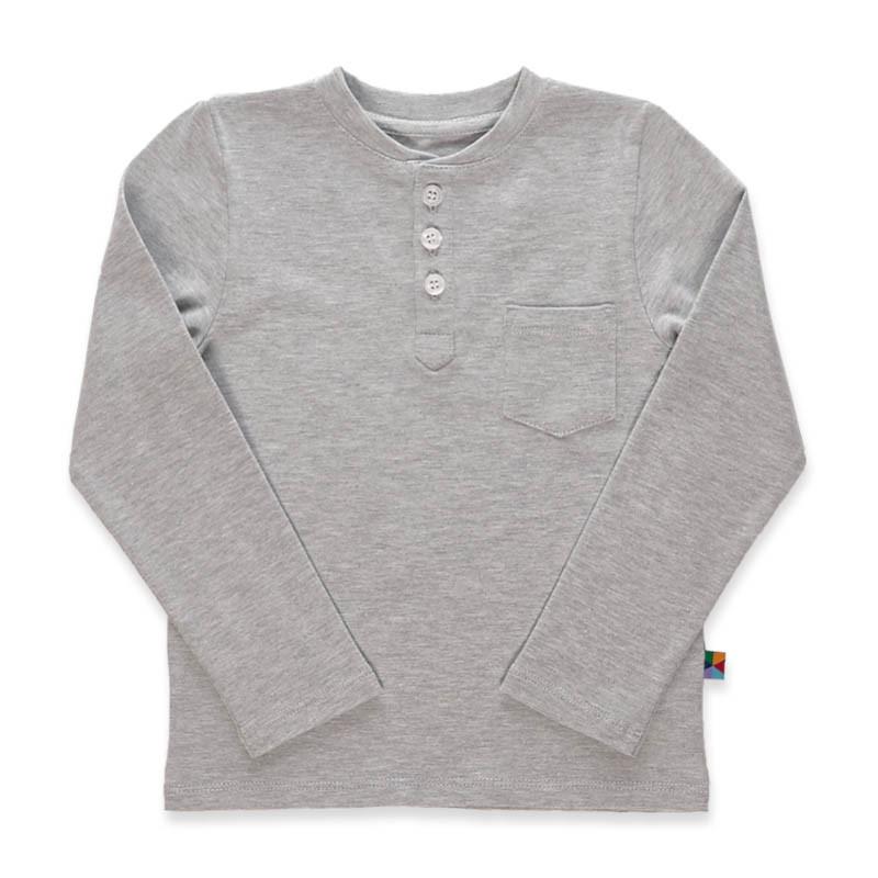 Grey melange henley longsleeve shirt