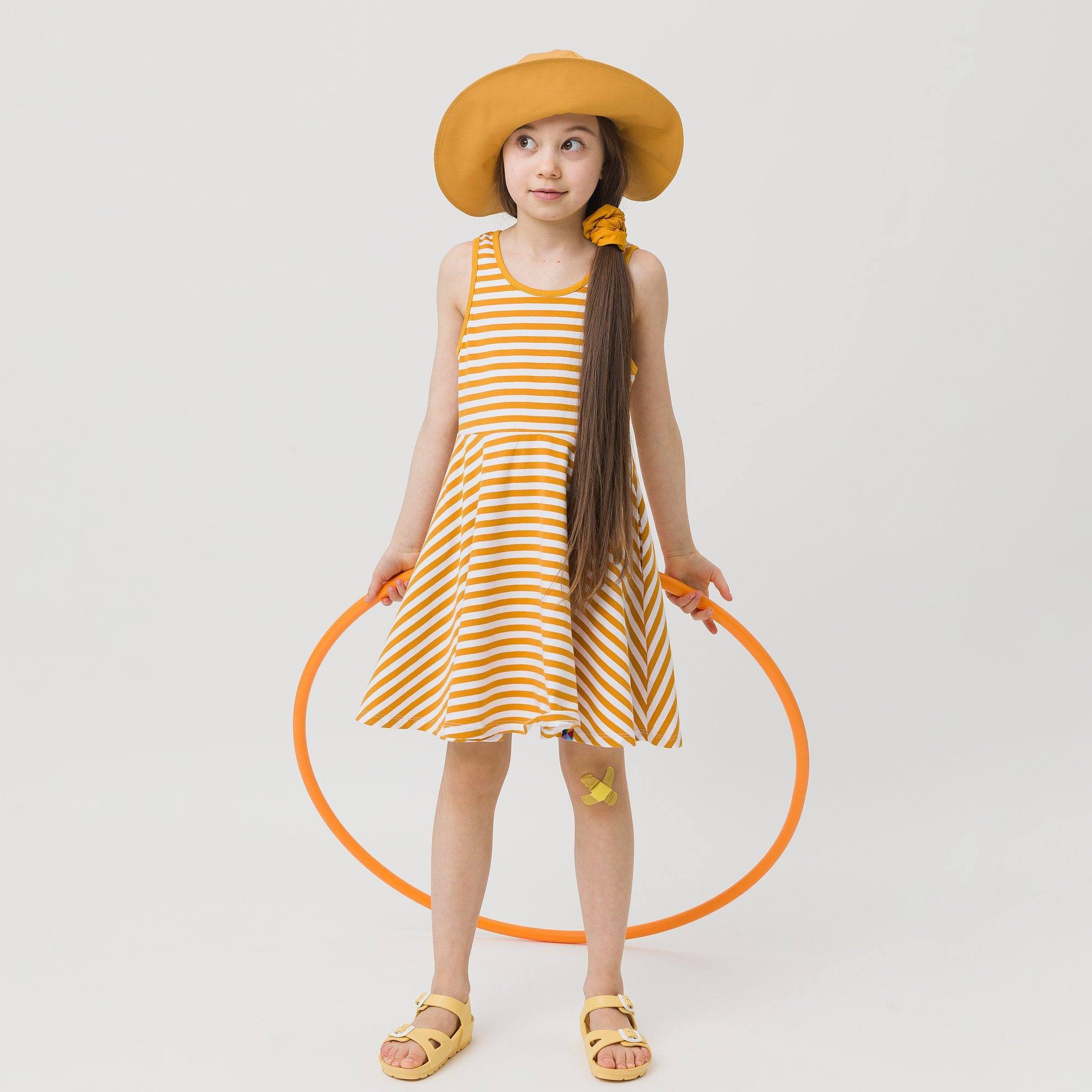 Mustard stripes striped sleeveless dress