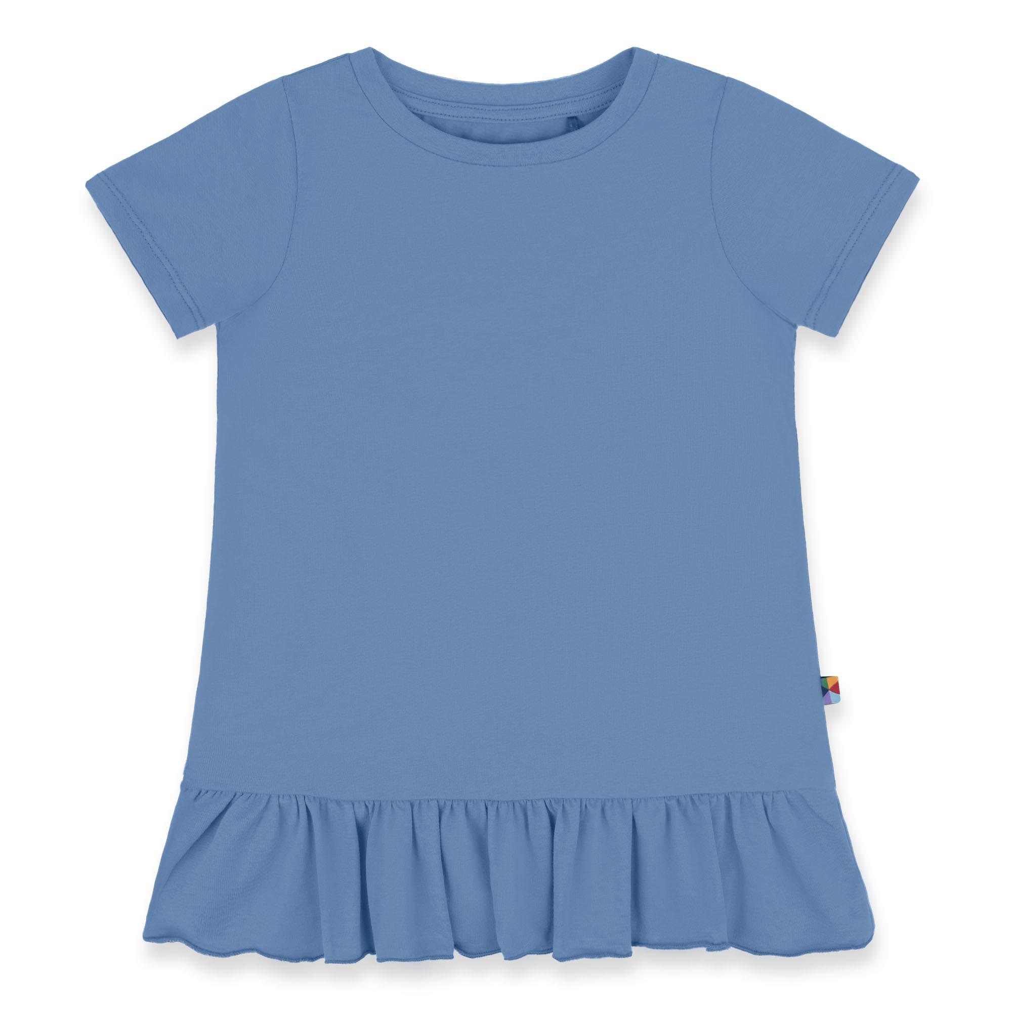 Sky blue ruffle short sleeve blouse