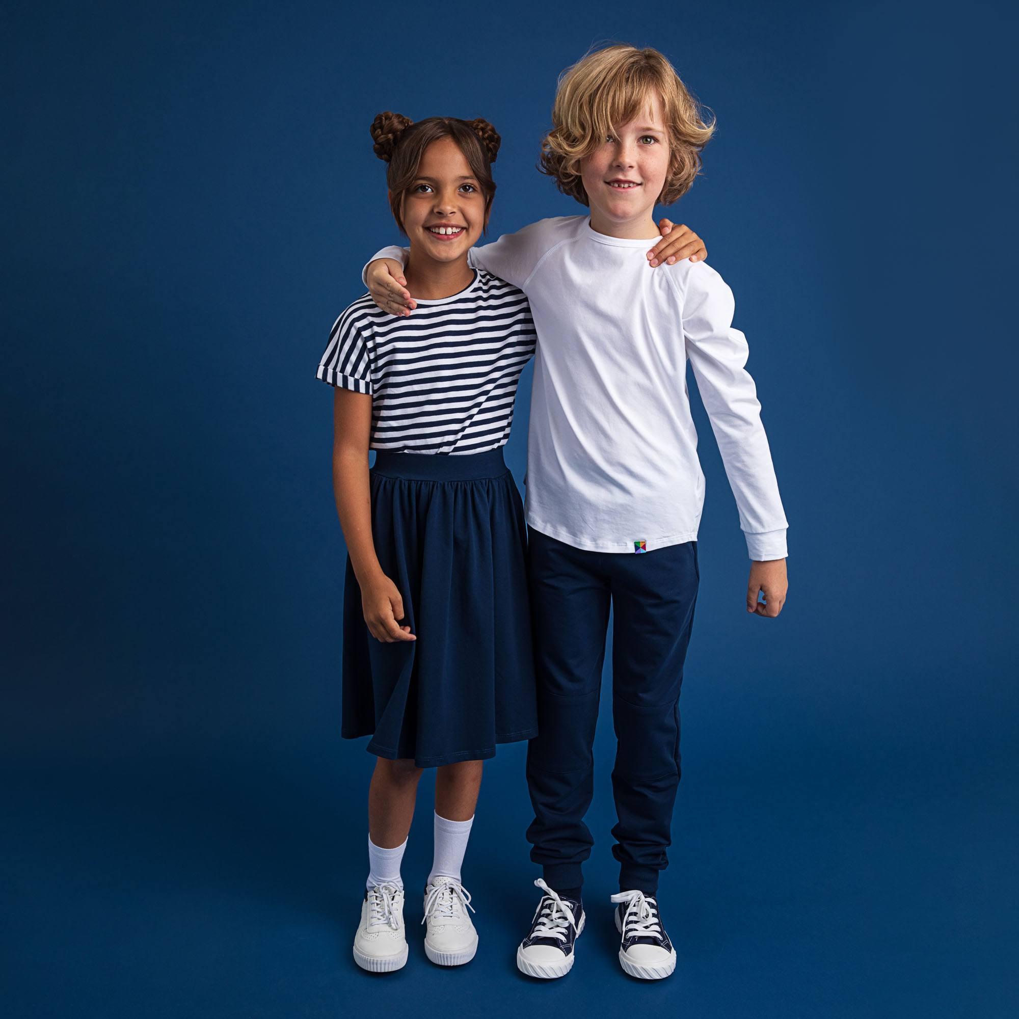 Navy blue stripes crew neck shirt