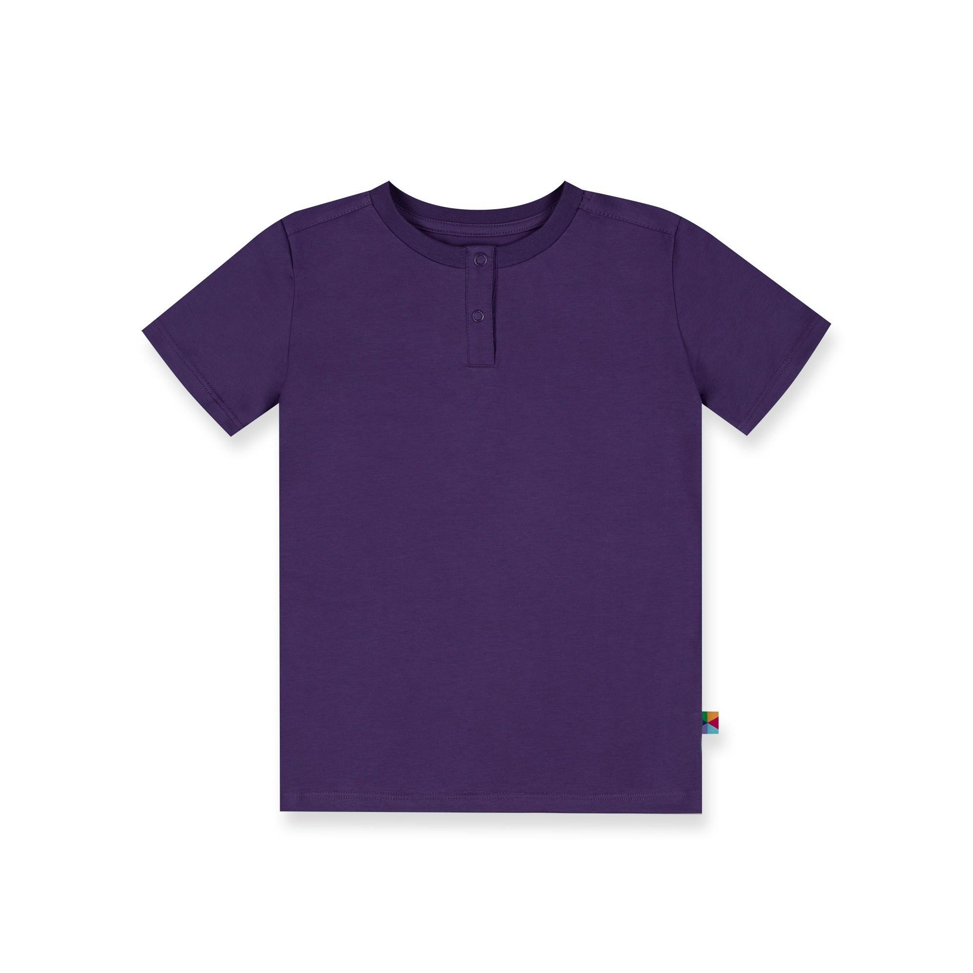 Violet round neck button-up shirt