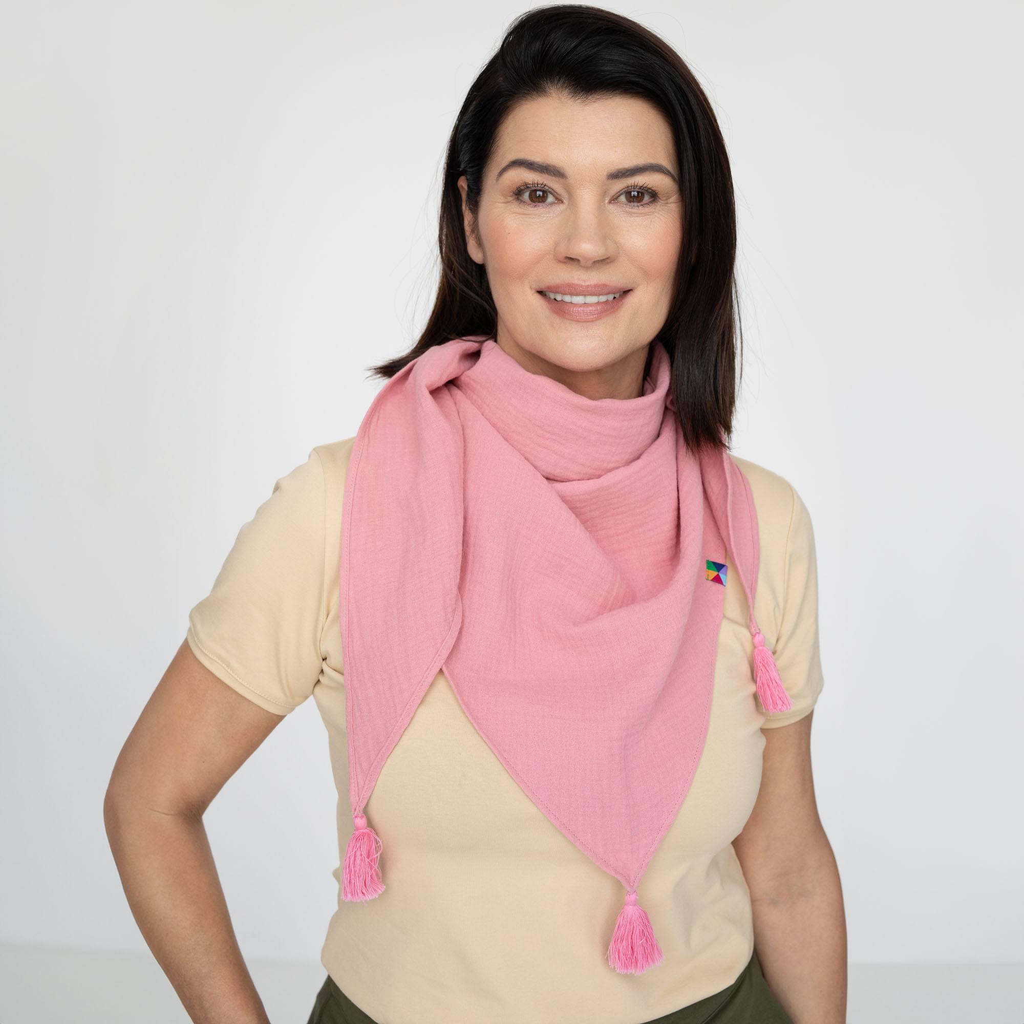 Pink muslin triangle scarf wrap adults