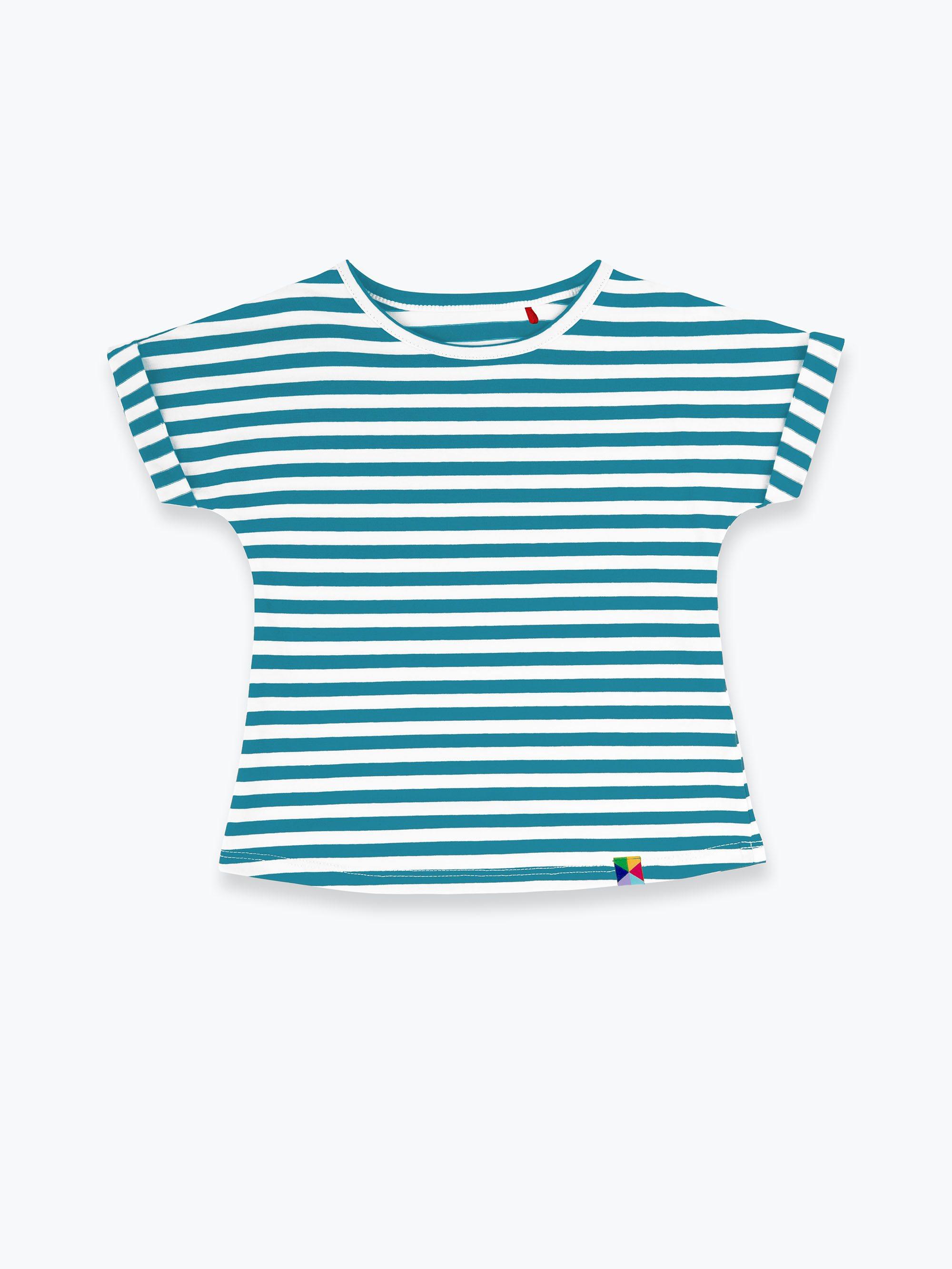 Turquoise stripes crew neck shirt Junior