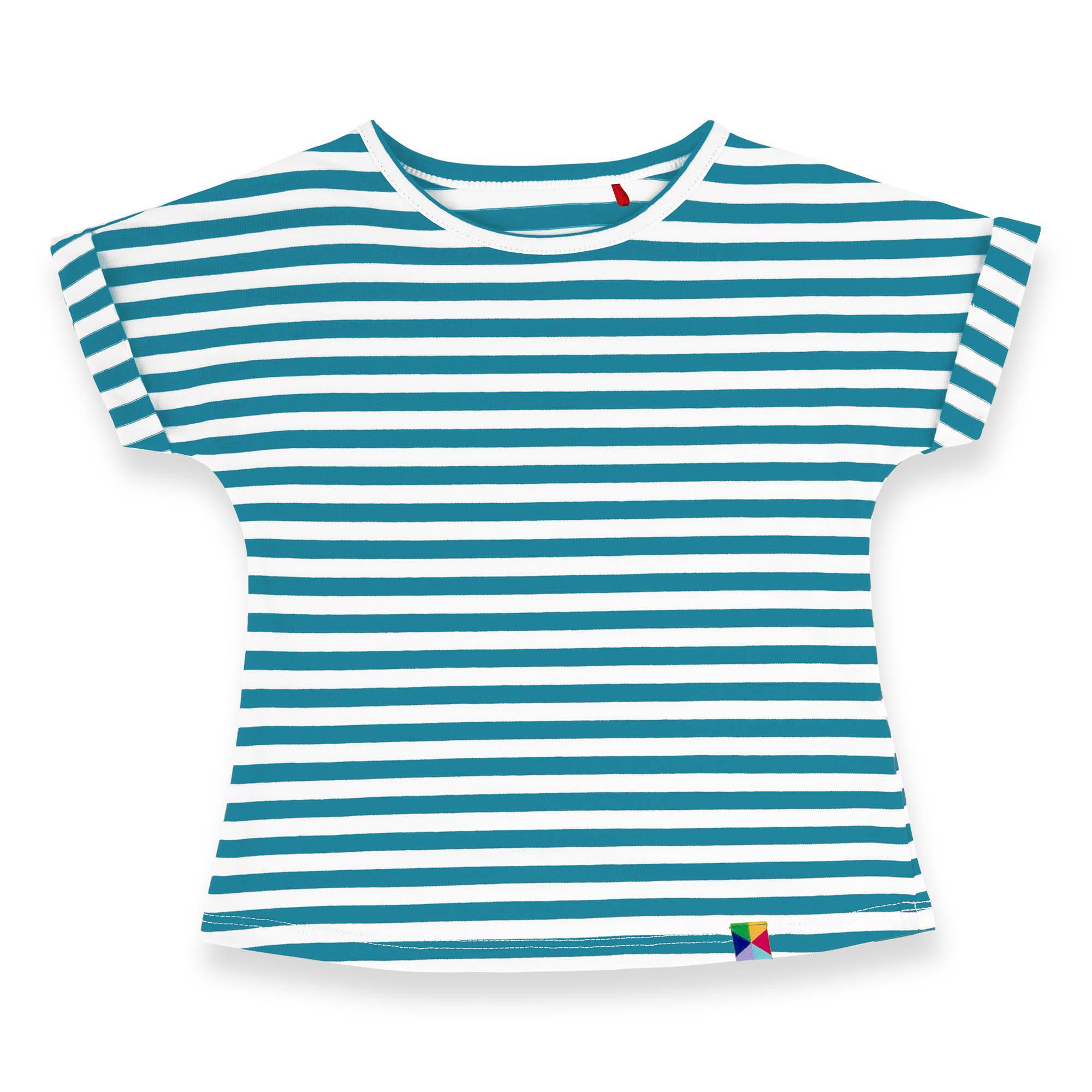 Turquoise stripes crew neck shirt Junior