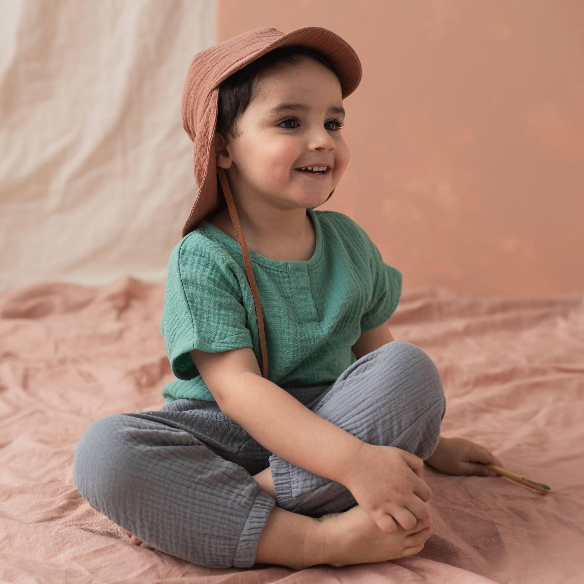 Caramel muslin sun hat Baby