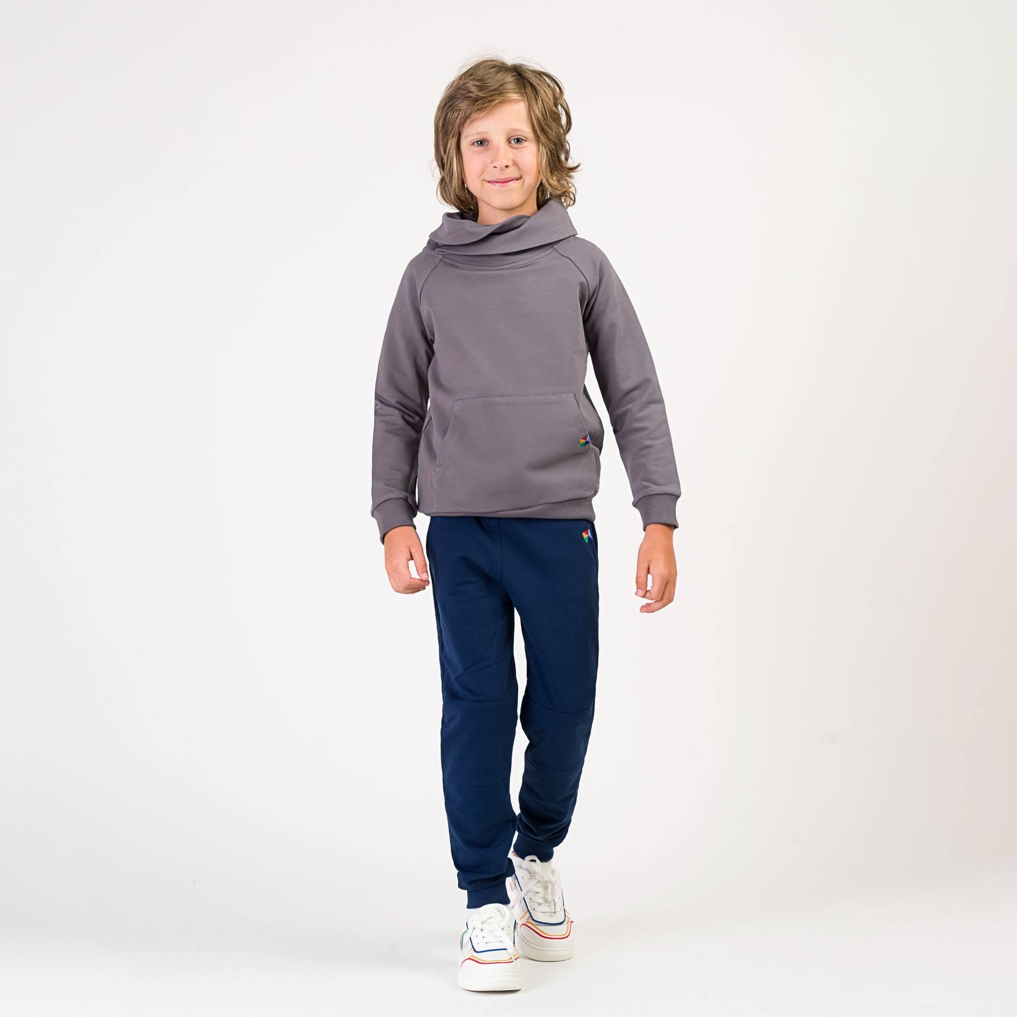 Graphite funnel neck pullover sweatshirt