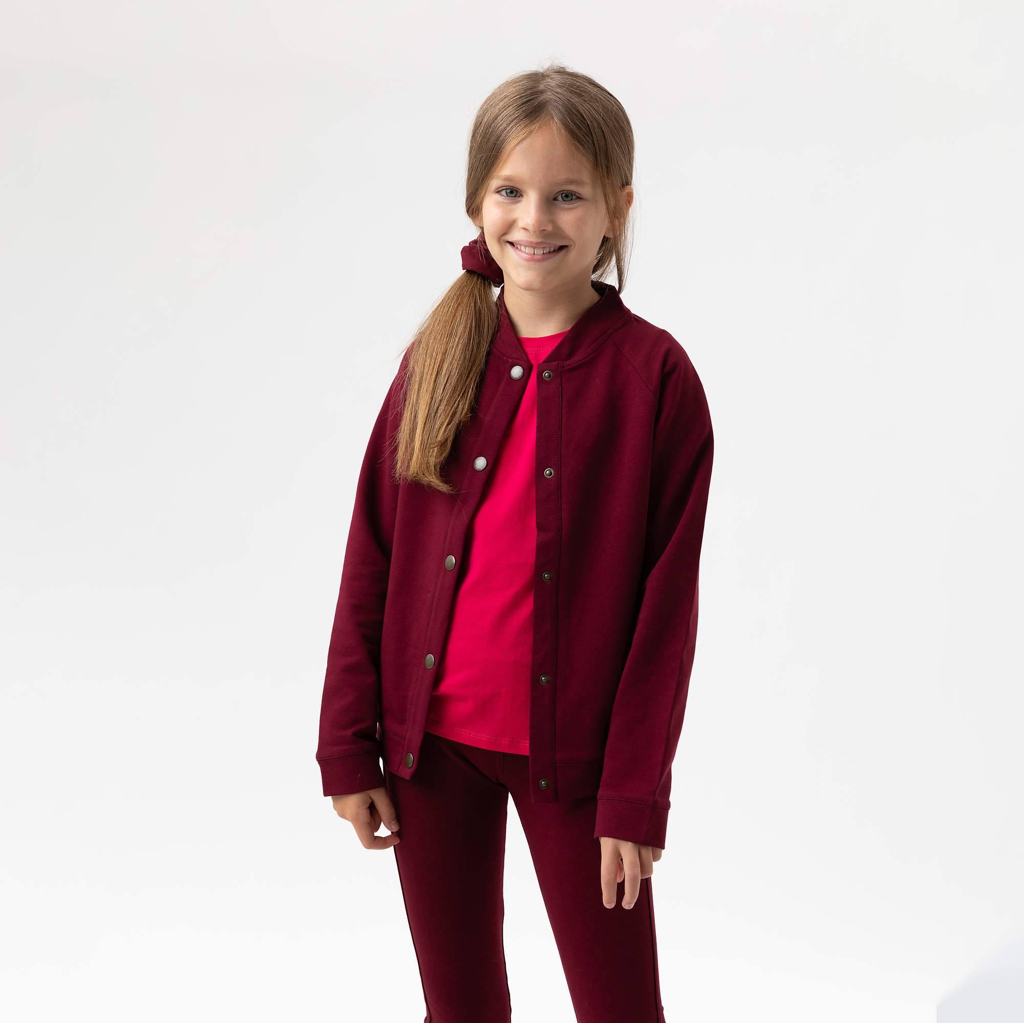 Burgundy button-up bomber jacket