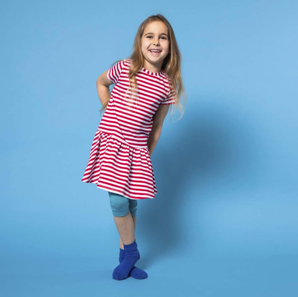 Red stripes frill dress