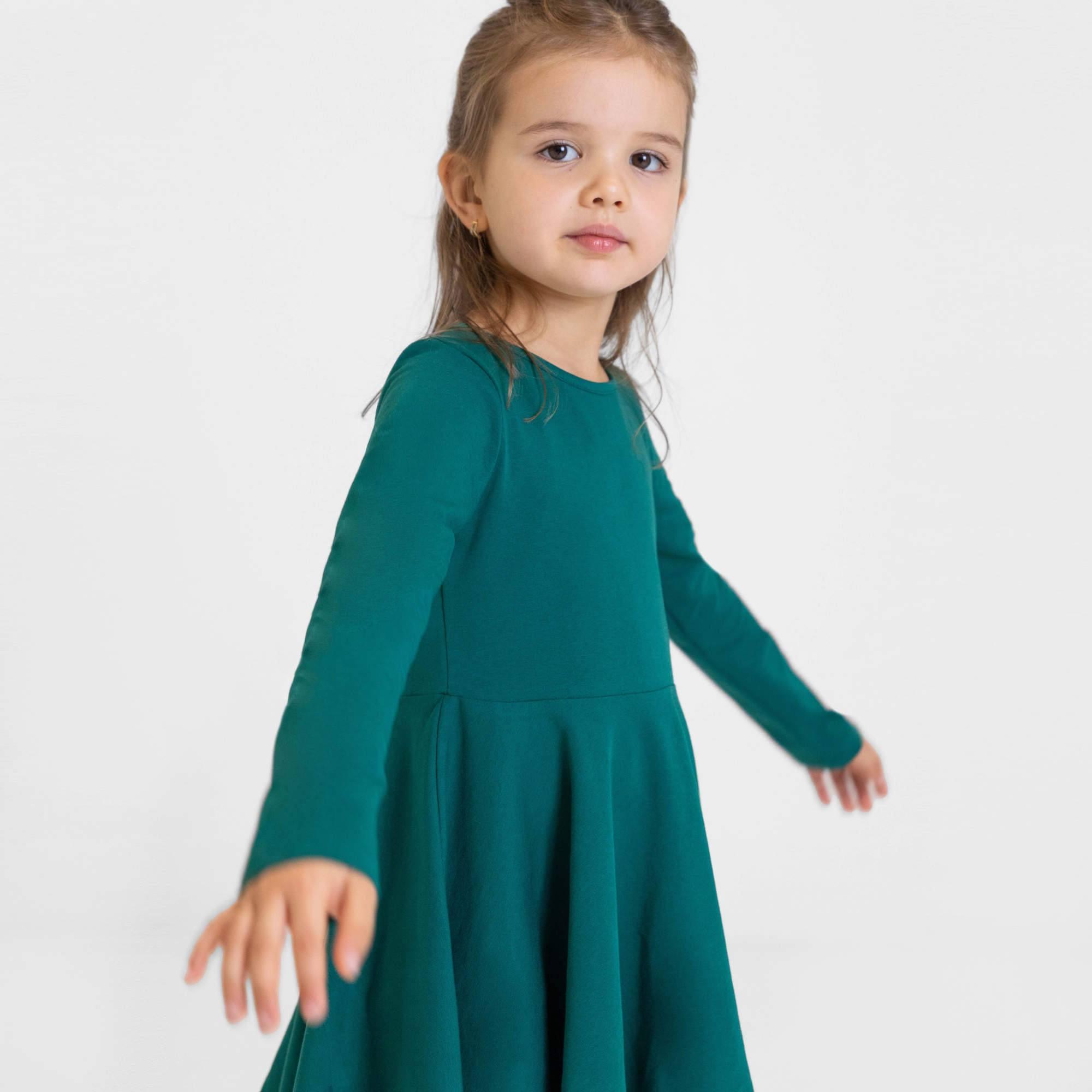 Bottle-green long sleeve dress