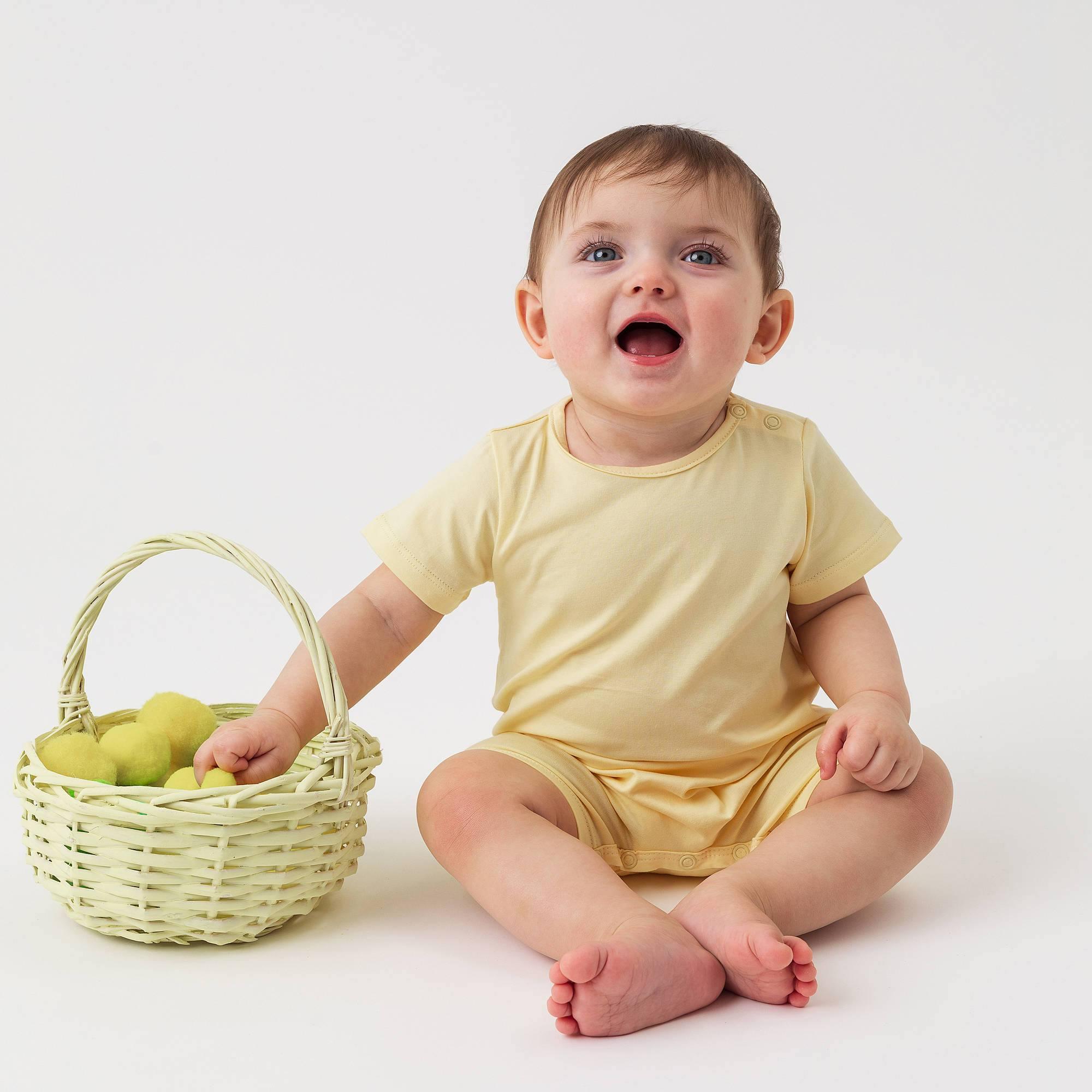 Light yellow short sleeve romper