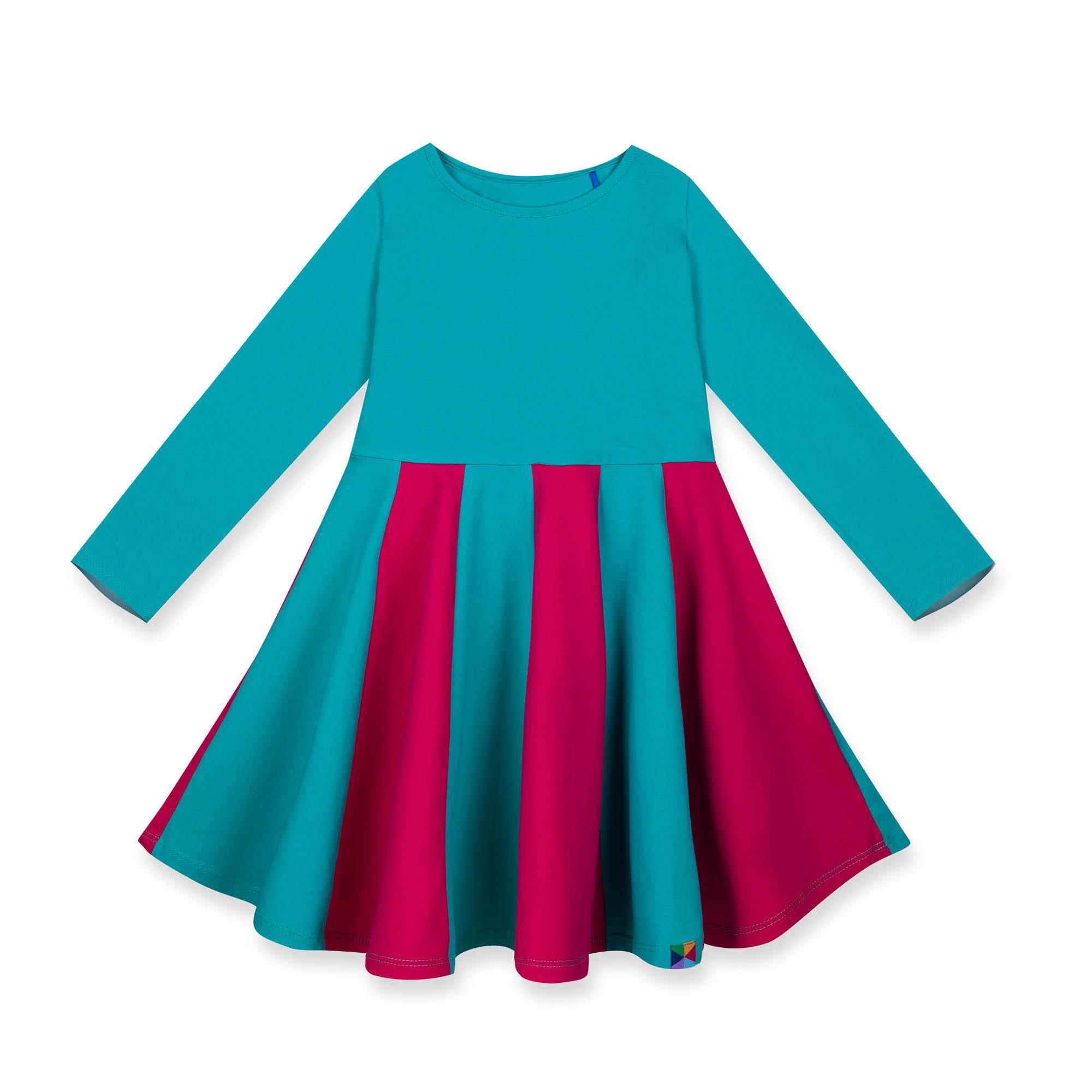 Turquoise - pink two-tone frill dress