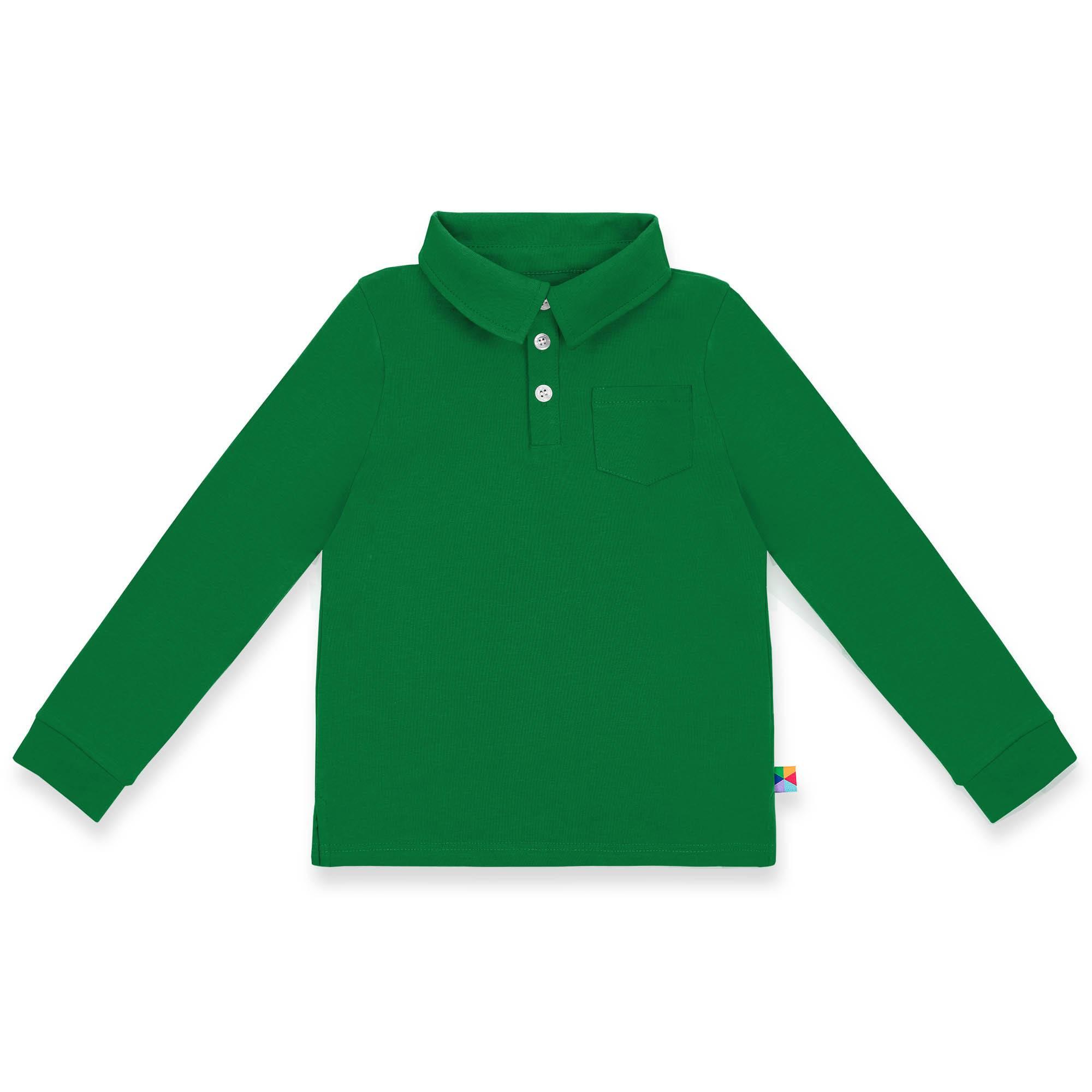 Green long sleeve polo shirt